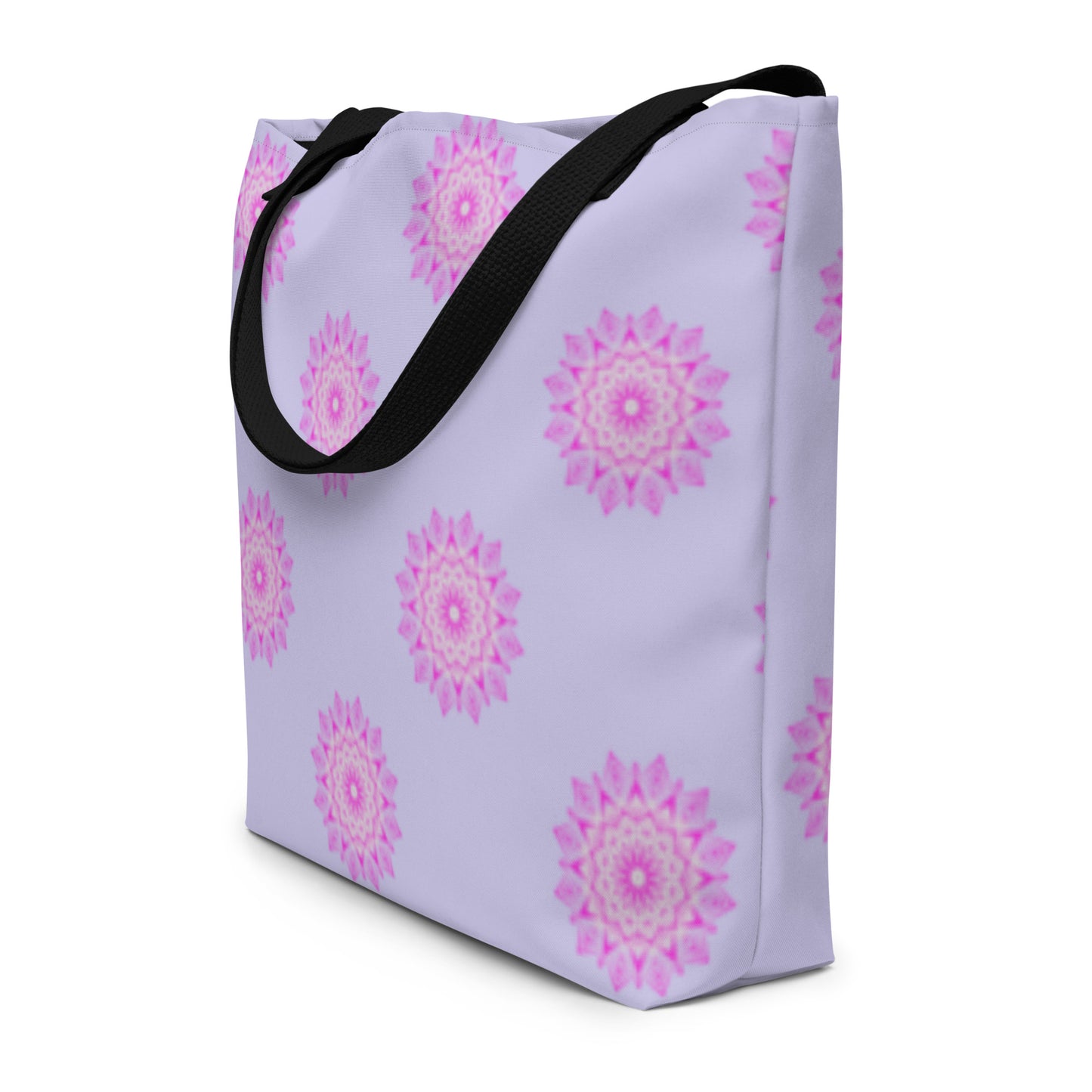 Large Mandala Logo Pastel Lilac Pink All-Over Print Large Tote Bag