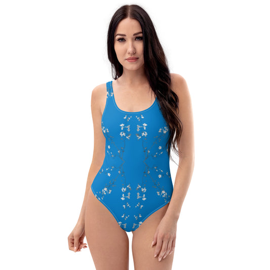 Spring Blossom Royal Blue One-Piece Swimsuit