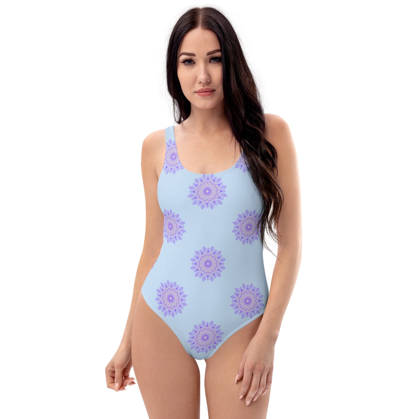 Mandala Logo Pastel Lilac Blue One-Piece Swimsuit