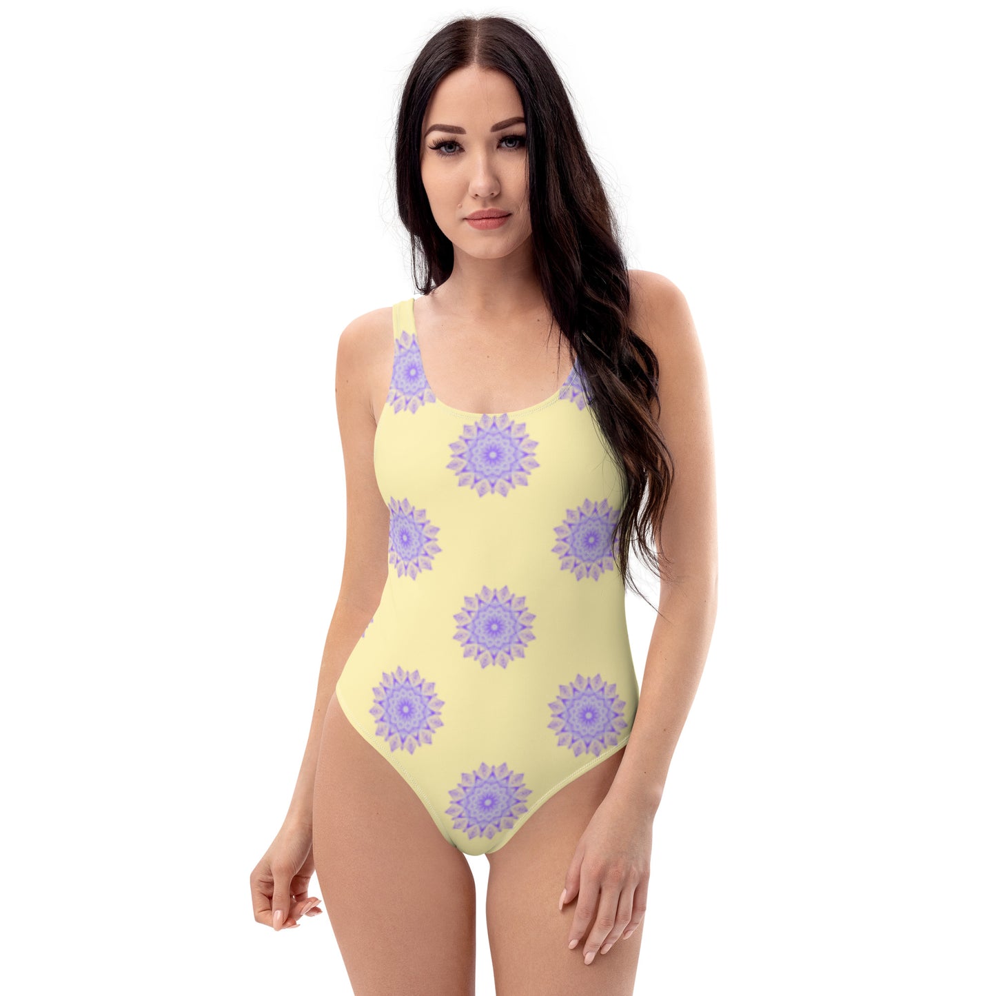 Mandala Logo Pastel Lilac Lemon  One-Piece Swimsuit