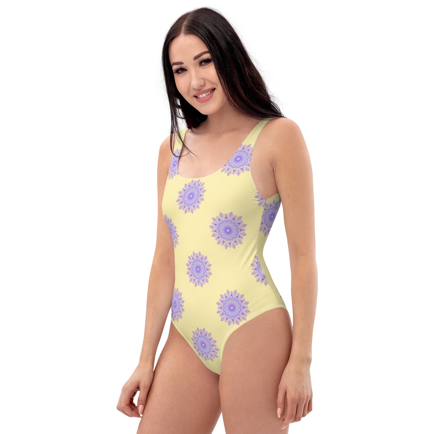 Mandala Logo Pastel Lilac Lemon  One-Piece Swimsuit