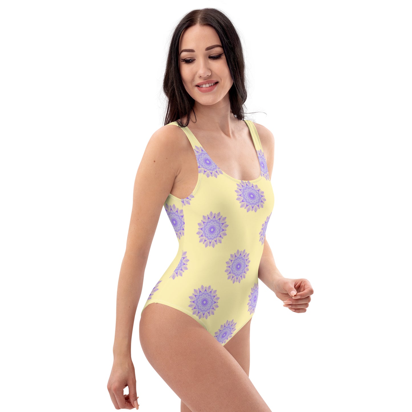 Mandala Logo Pastel Lilac Lemon  One-Piece Swimsuit