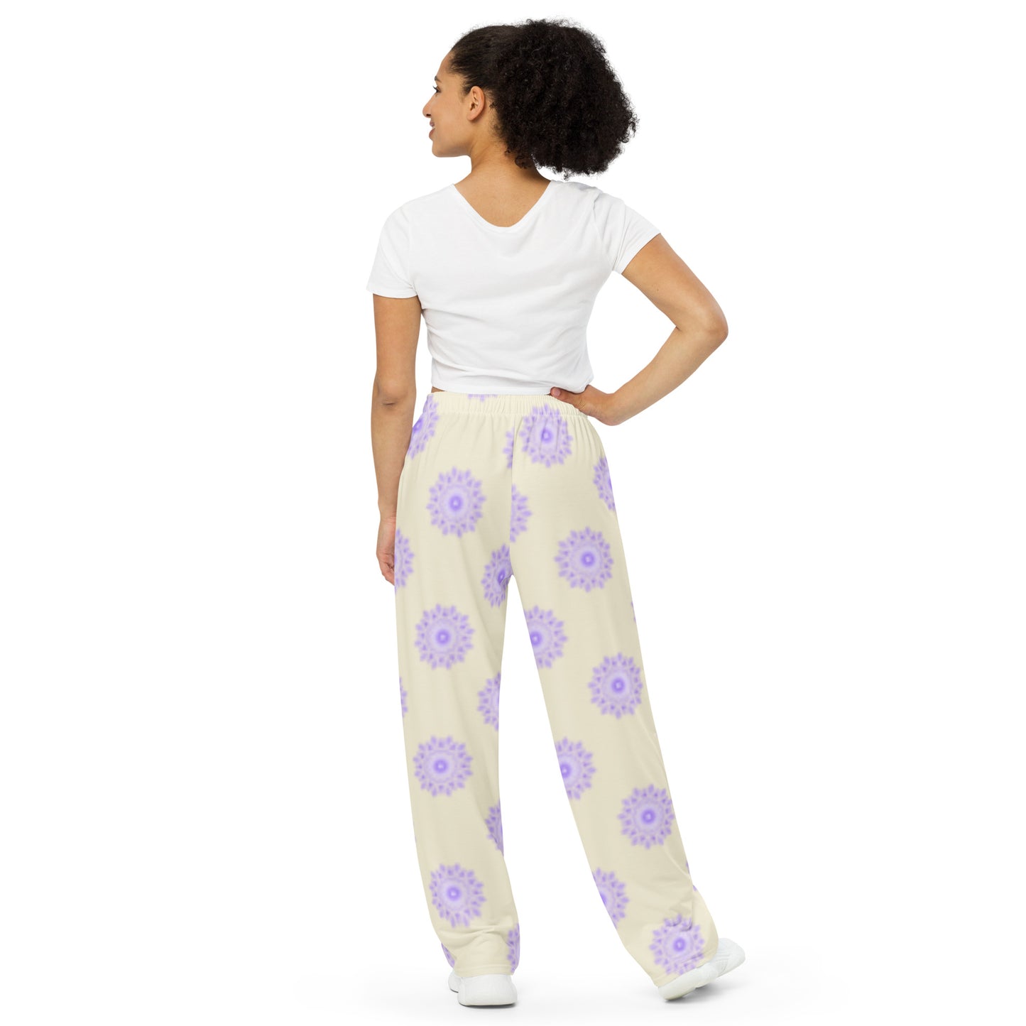 Mandala Logo Pastel Lilac Lemon All-over print wide-leg pants