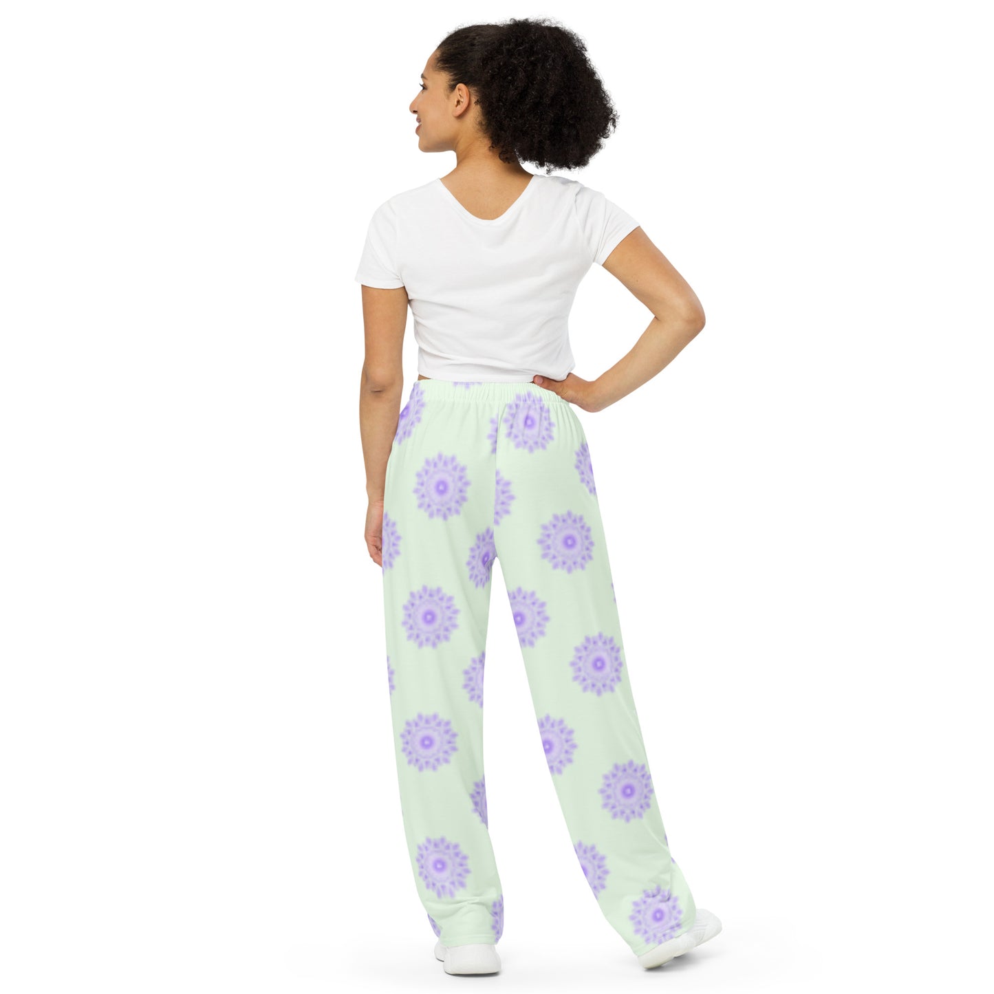 Mandala Logo Pastel Lilac Mint All-over print wide-leg pants