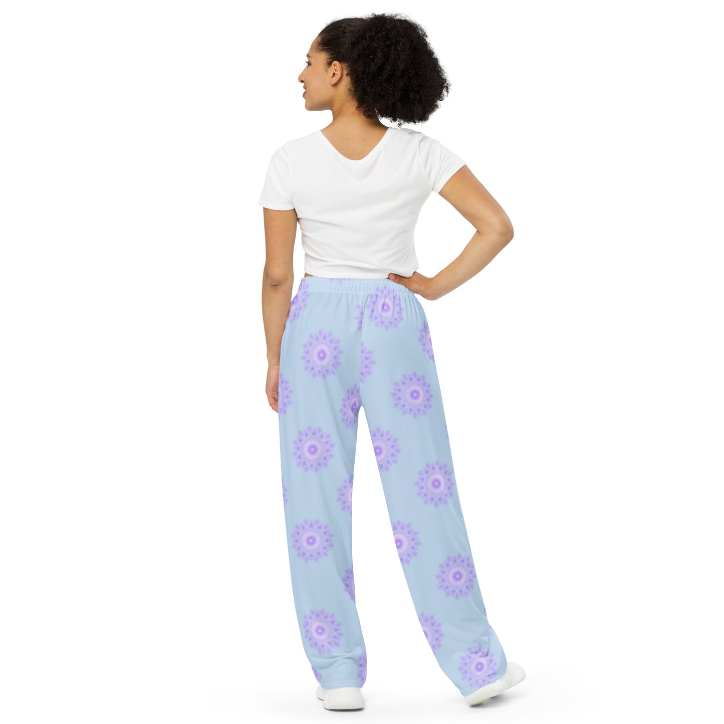 Mandala Logo Pastel Lilac Blue All-over print wide-leg pants