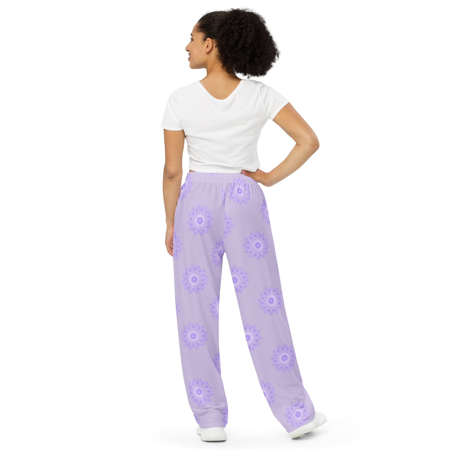 Mandala Logo Pastel Lilac All-over print wide-leg pants