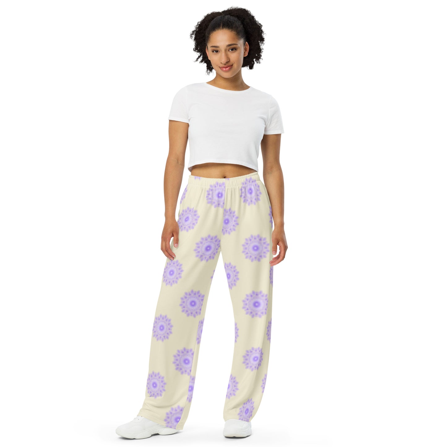 Mandala Logo Pastel Lilac Lemon All-over print wide-leg pants