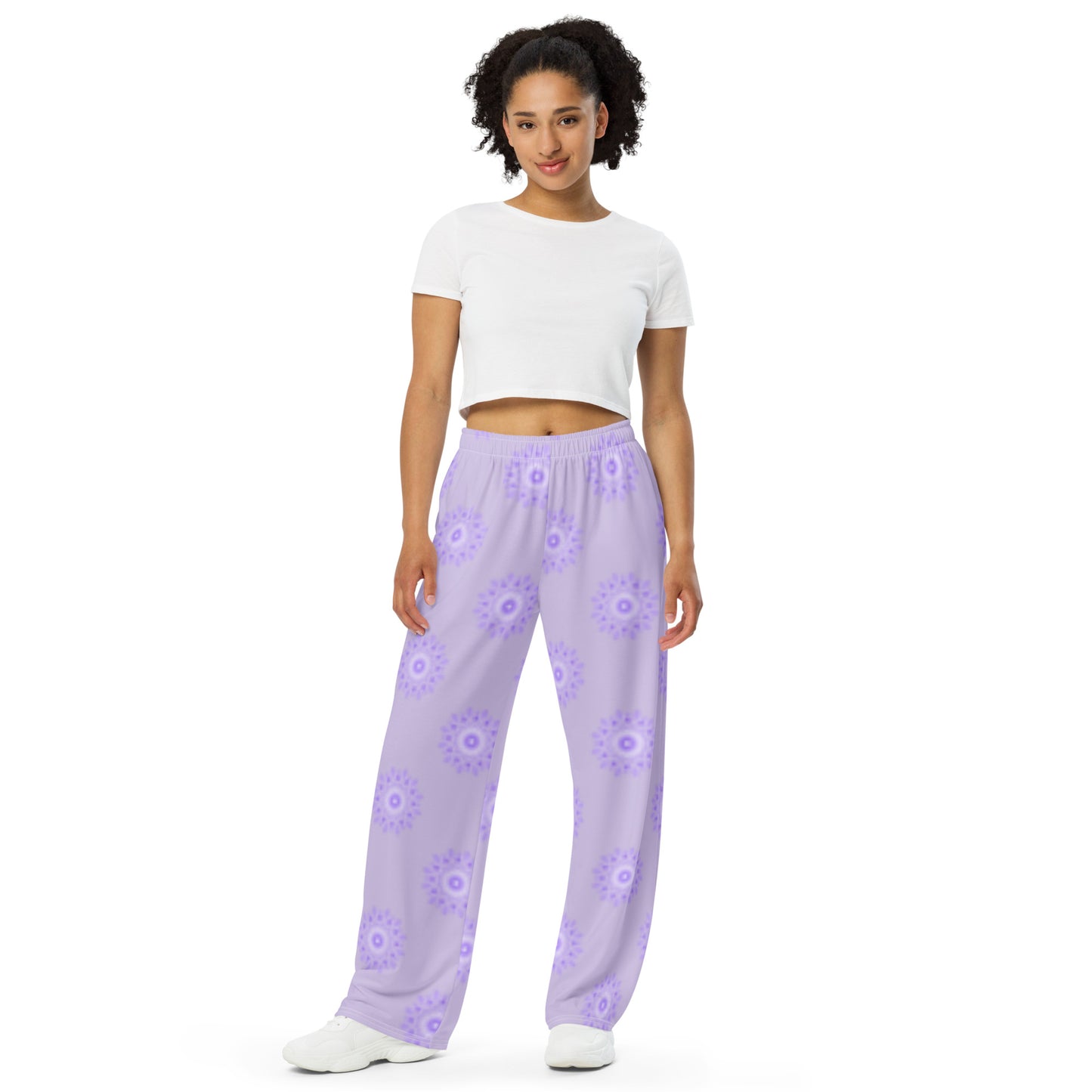 Mandala Logo Pastel Lilac All-over print wide-leg pants