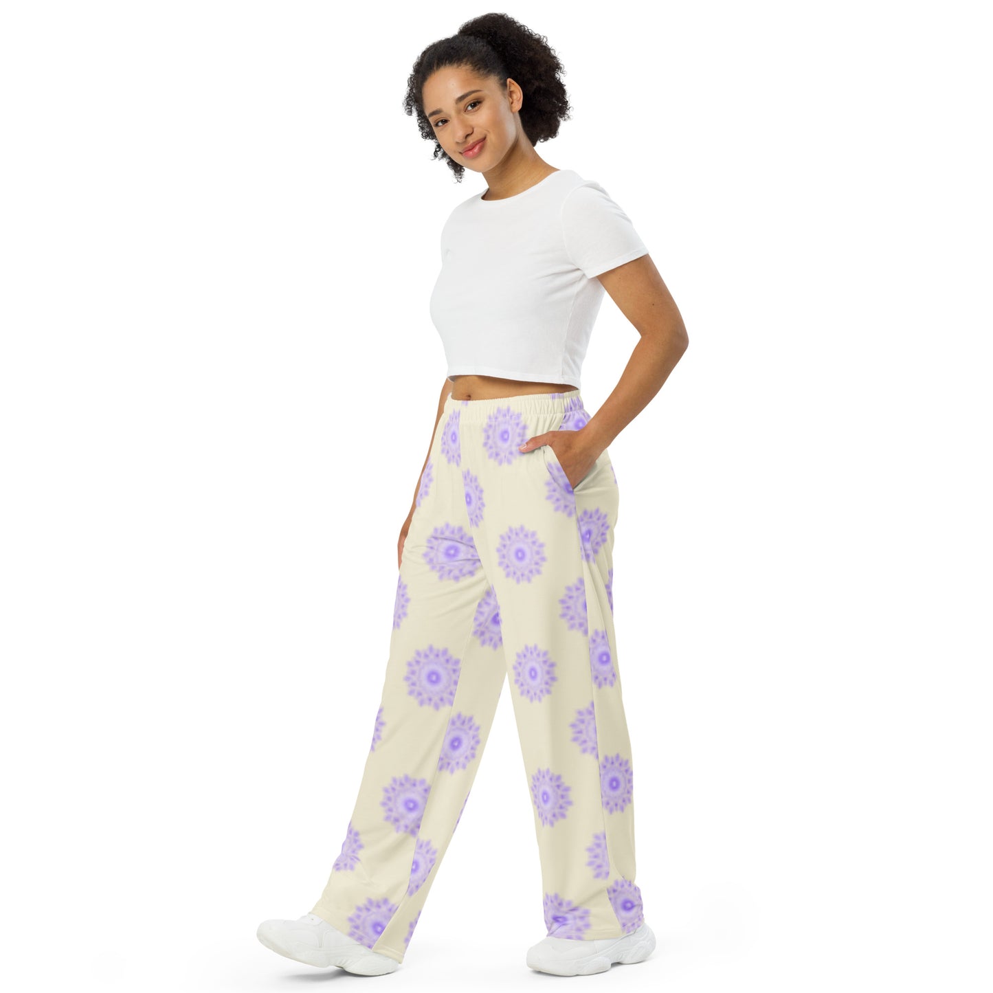 Mandala Logo Pastel Lilac Lemon All-over print wide-leg pants