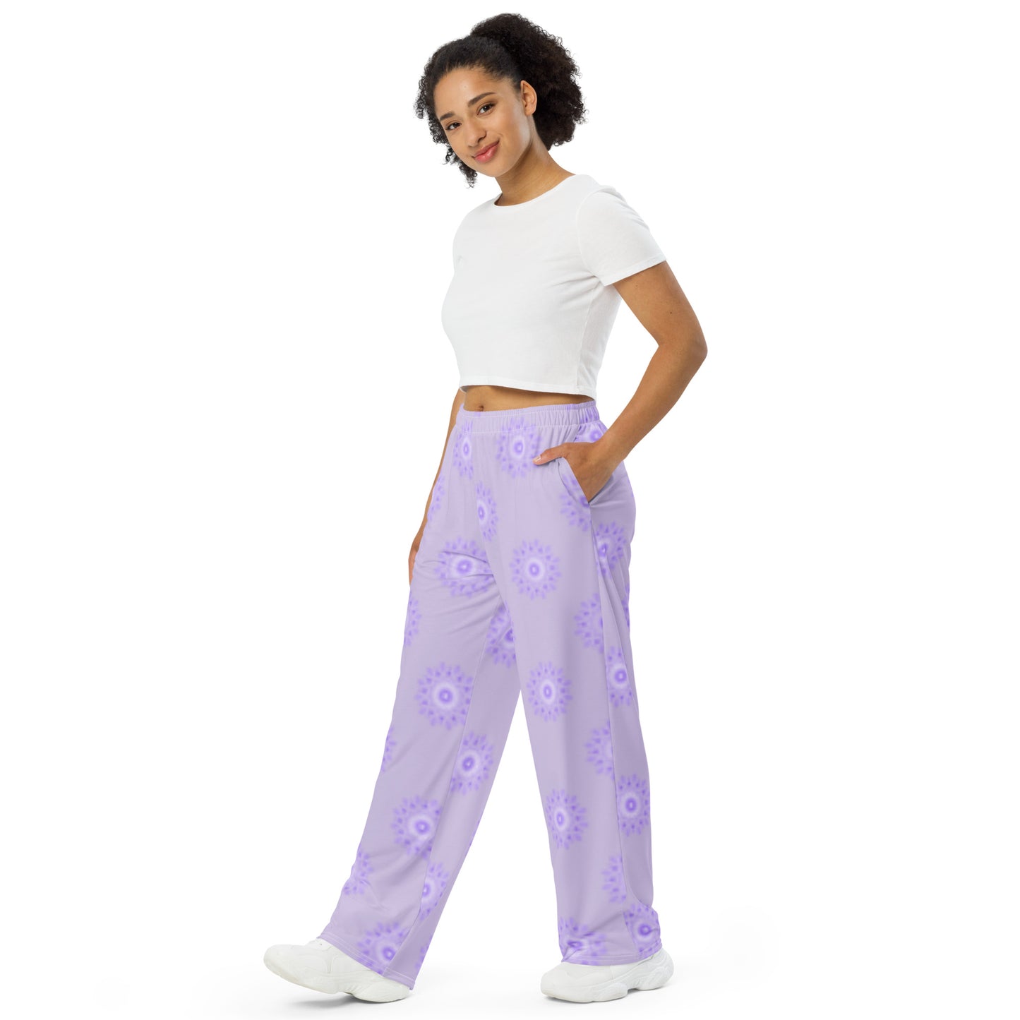 Mandala Logo Pastel Lilac All-over print wide-leg pants