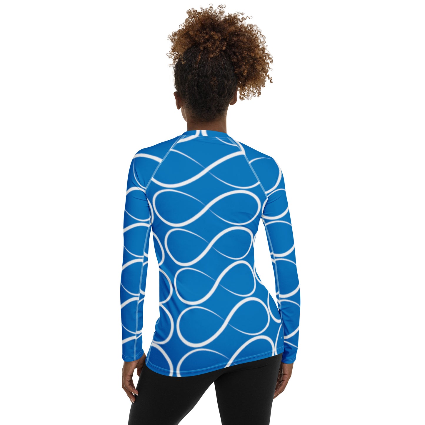 Royal Blue and White Infinity Women's Rash Guard