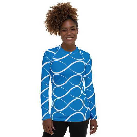 Royal Blue and White Infinity Women's Rash Guard