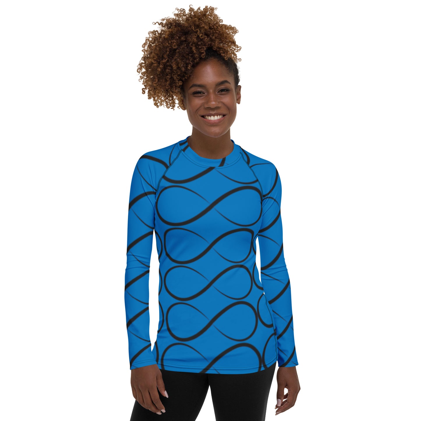 Royal Blue and Black Infinity Women's Rash Guard