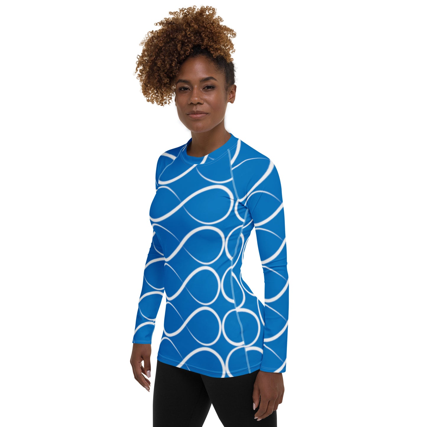 Royal Blue and White Infinity Women's Rash Guard