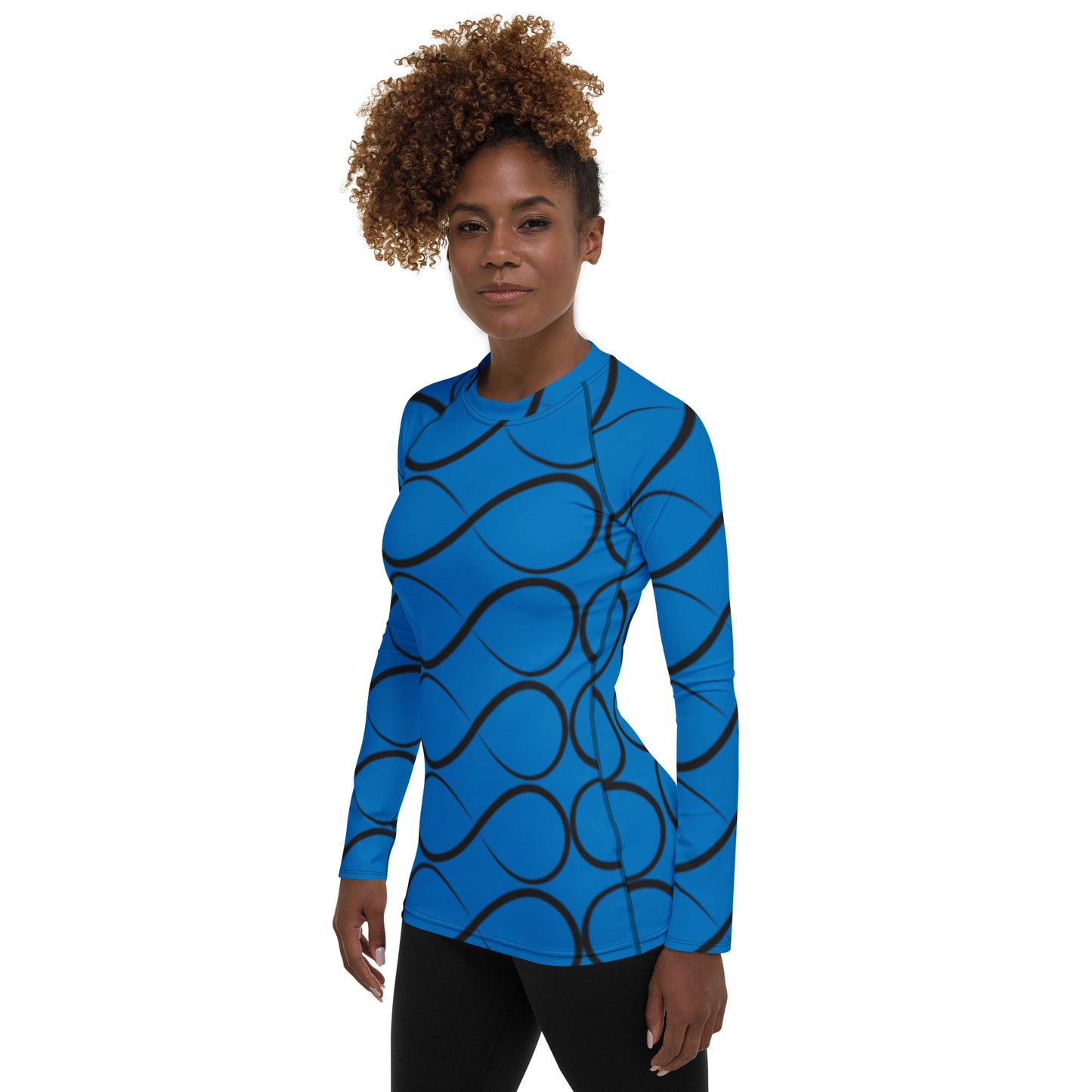 Royal Blue and Black Infinity Women's Rash Guard