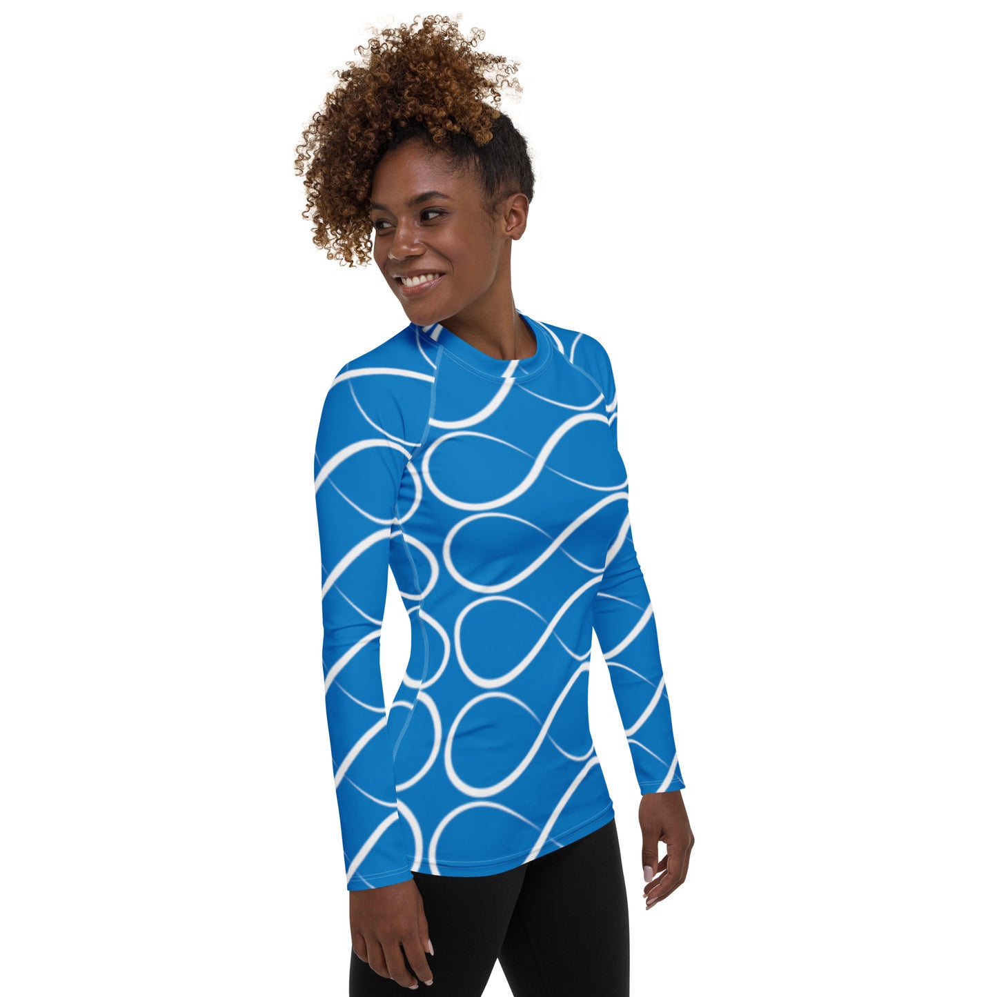 Royal Blue and White Infinity Women's Rash Guard