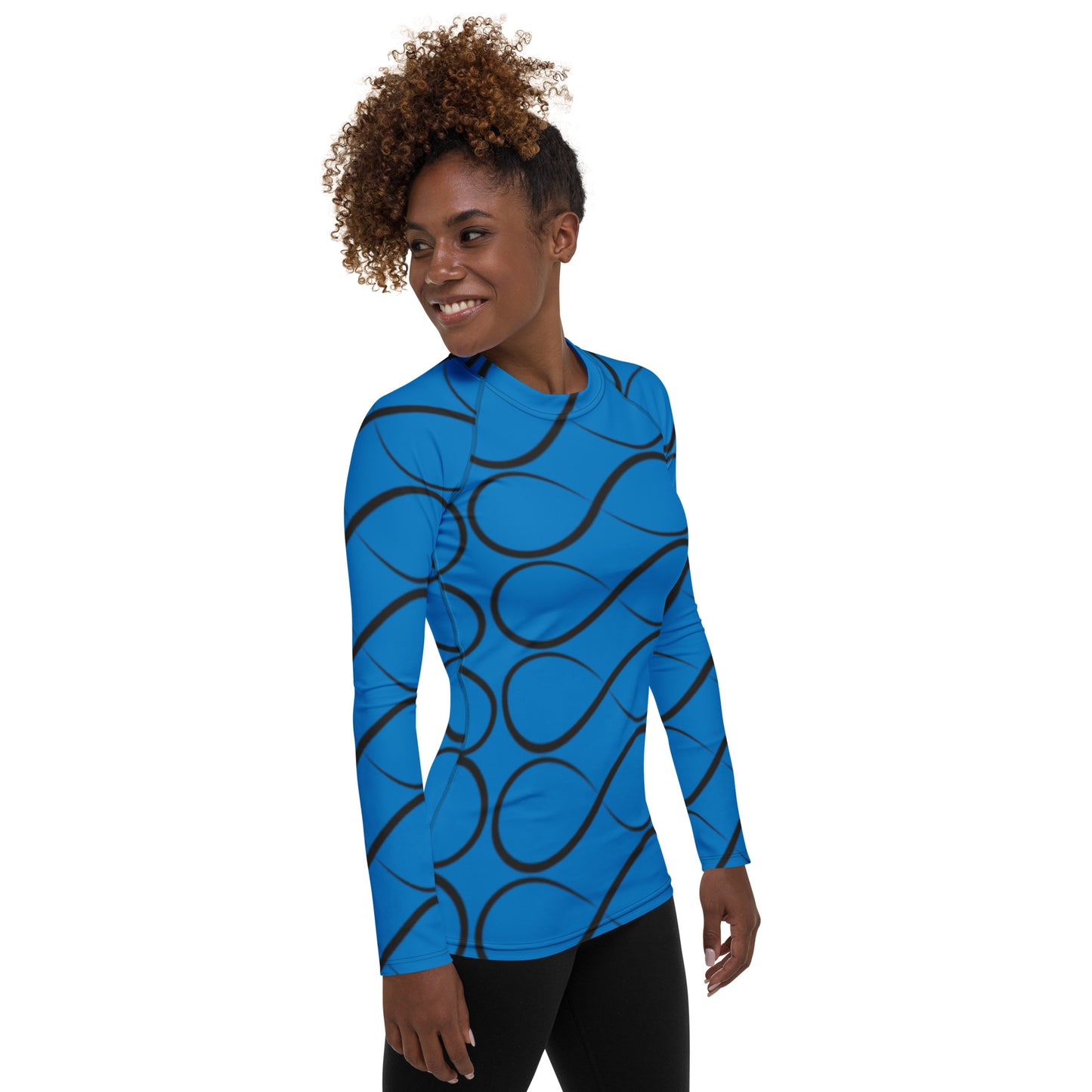 Royal Blue and Black Infinity Women's Rash Guard