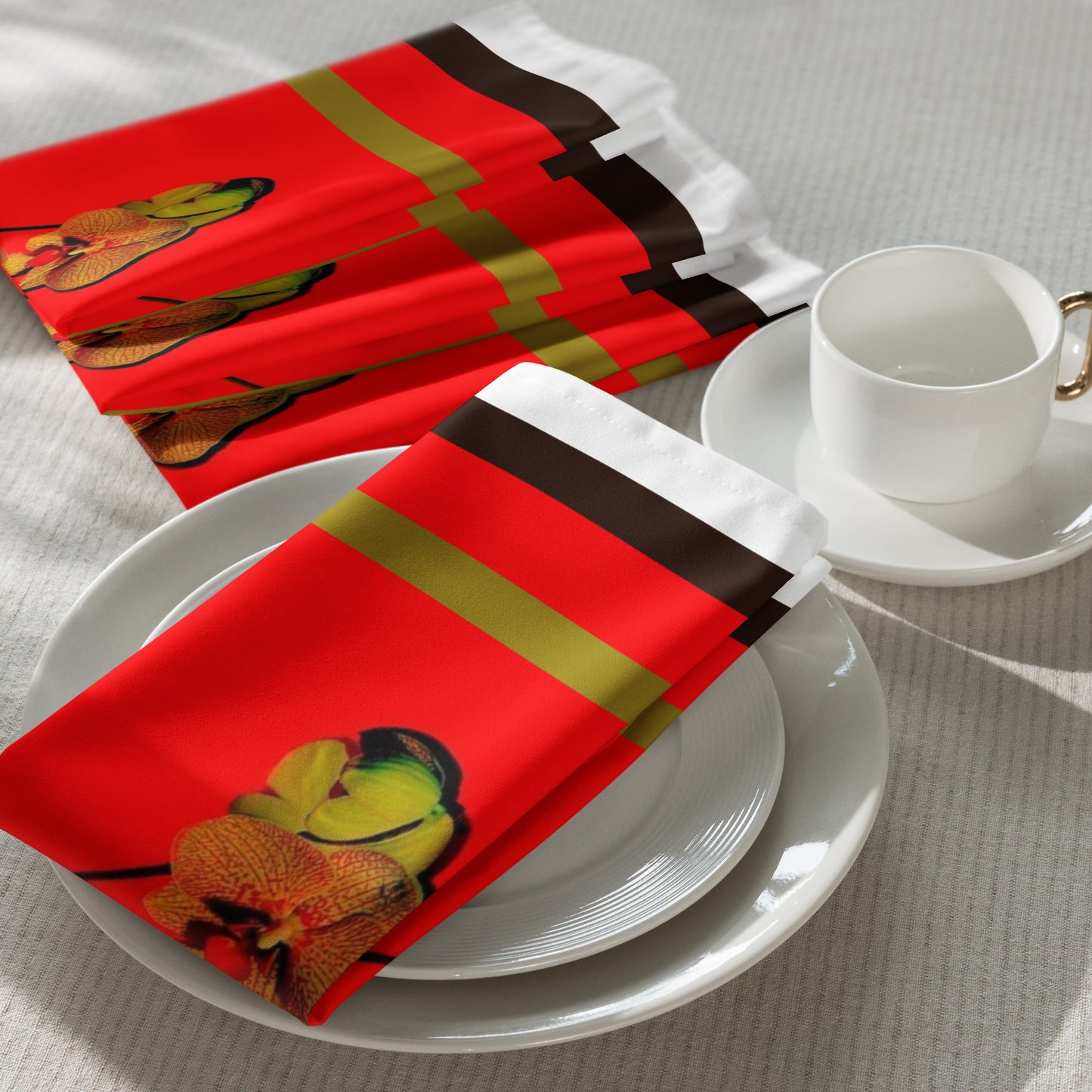 Florescence Raging Red Orchid  Cloth napkin set