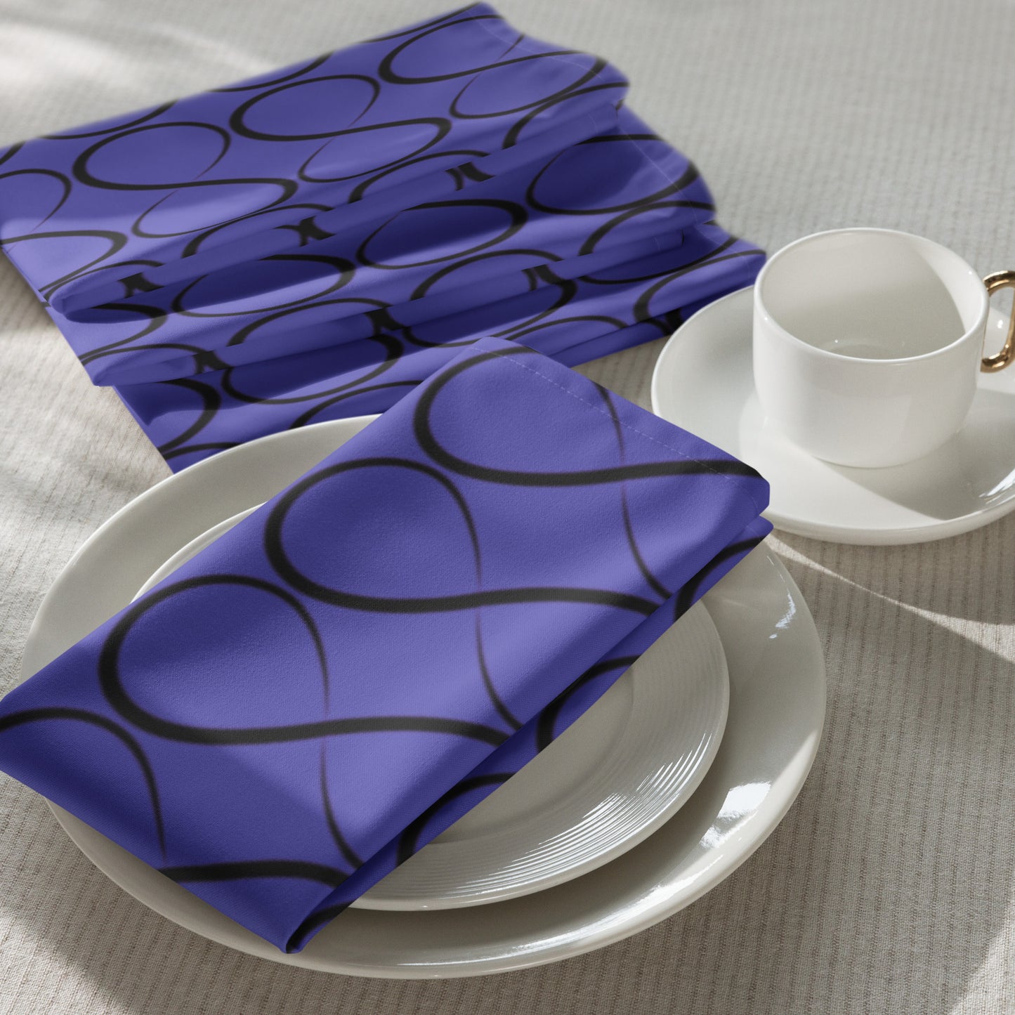 Purple and Black Infinity Cloth napkin set