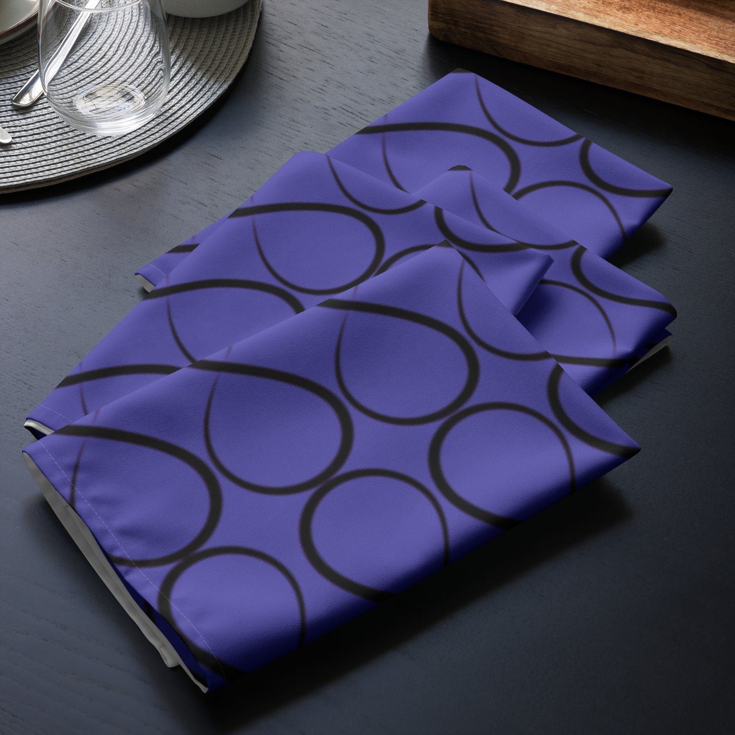 Purple and Black Infinity Cloth napkin set