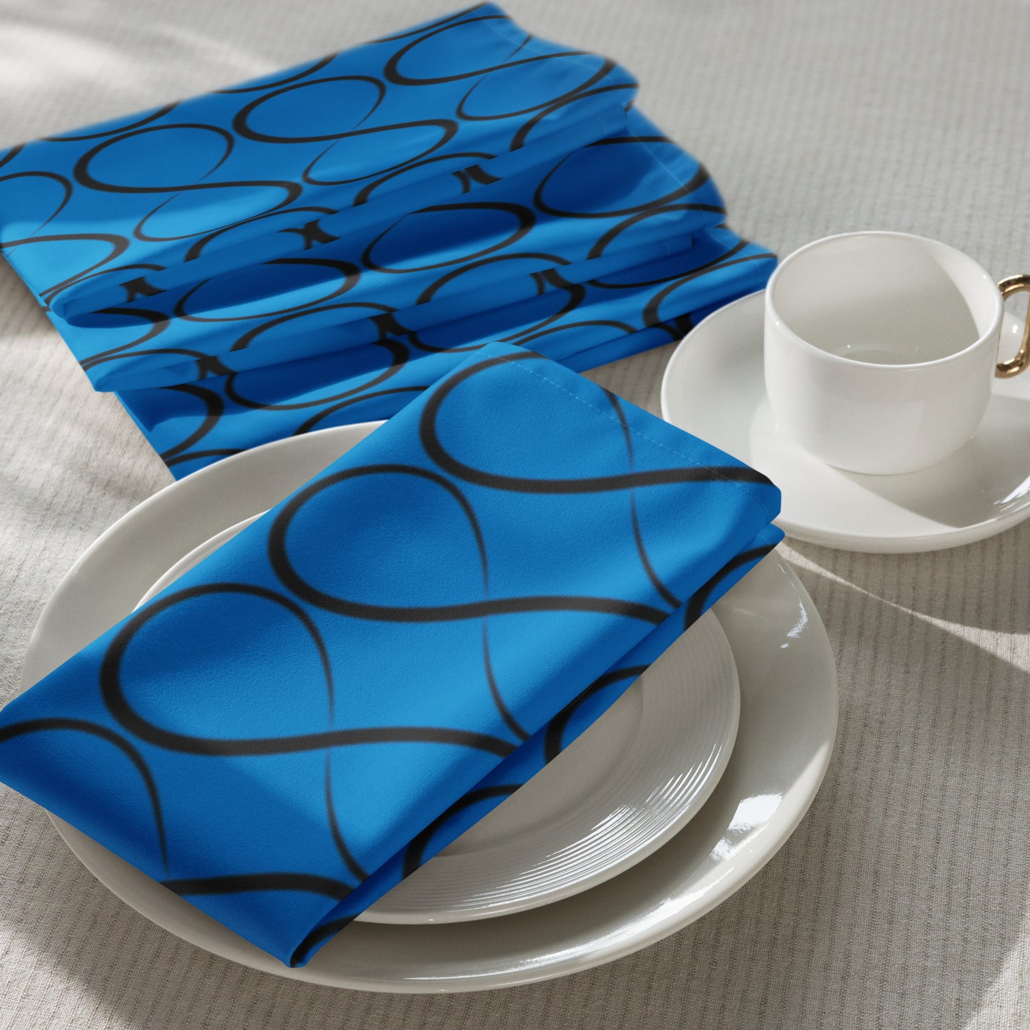 Royal Blue and Black Infinity Cloth napkin set