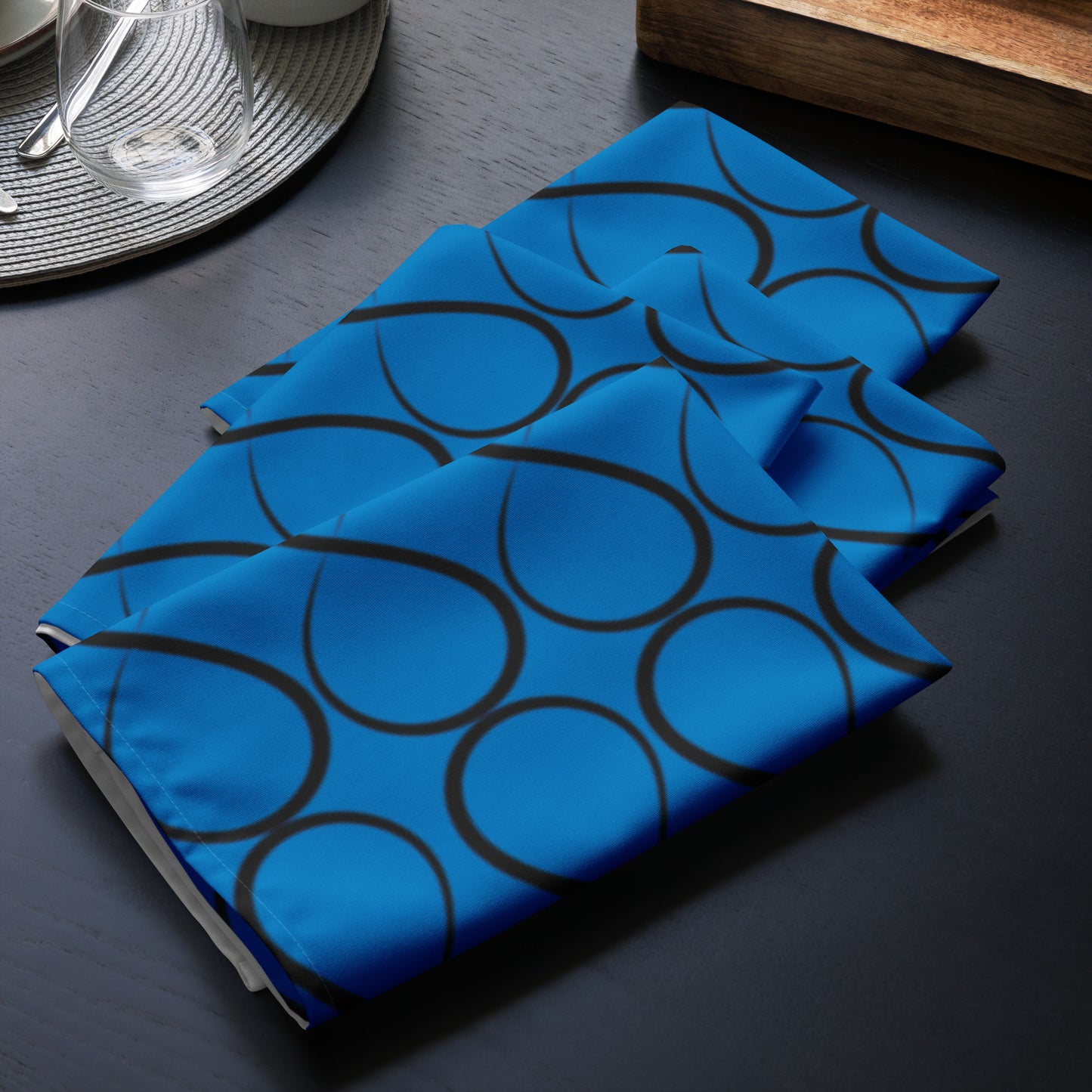 Royal Blue and Black Infinity Cloth napkin set