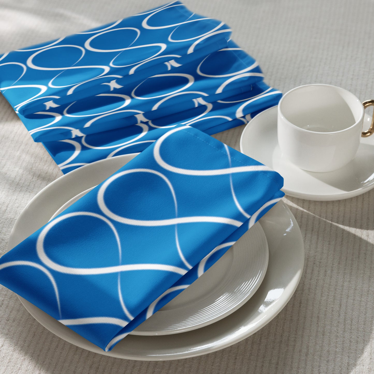 Royal Blue and White Infinity Cloth napkin set