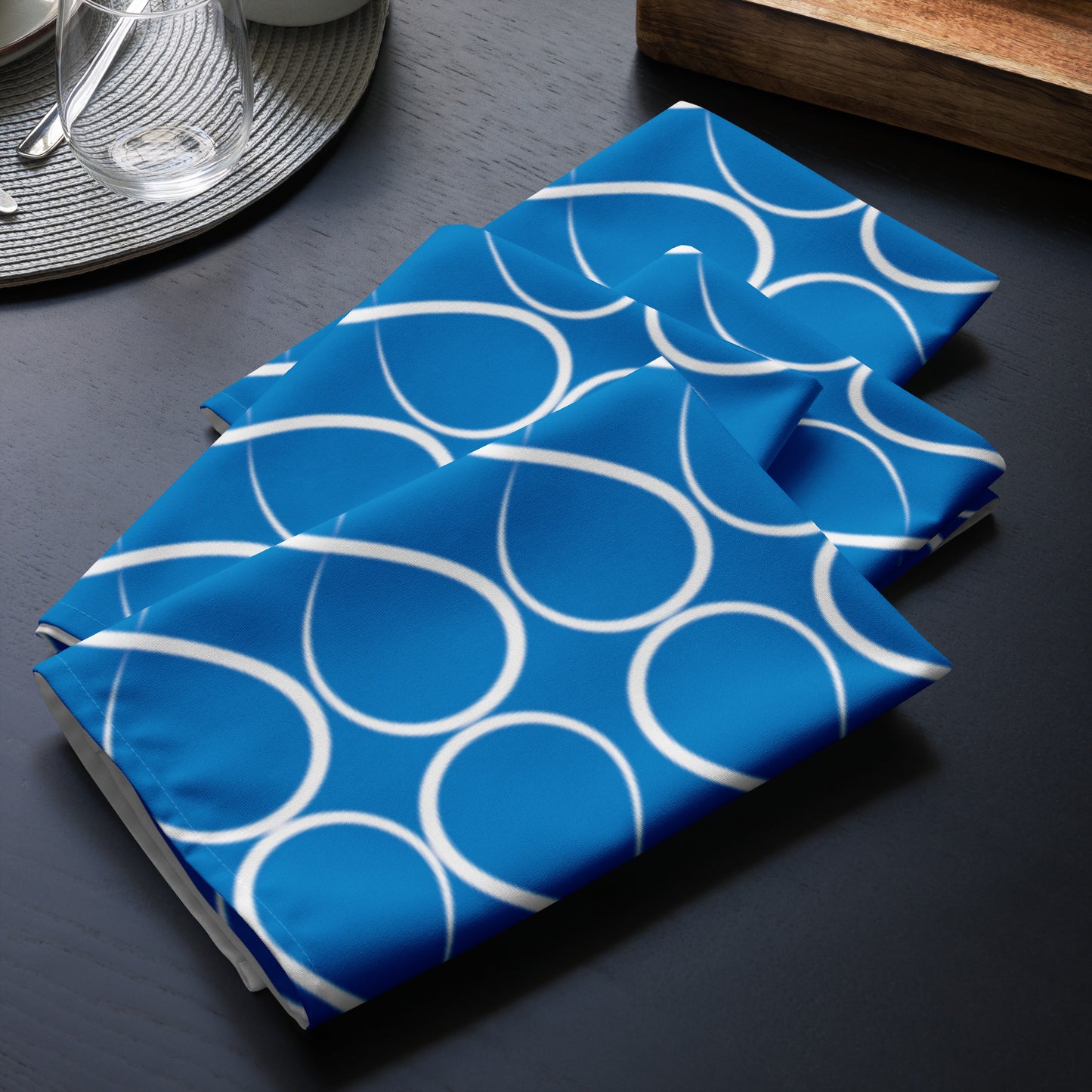 Royal Blue and White Infinity Cloth napkin set