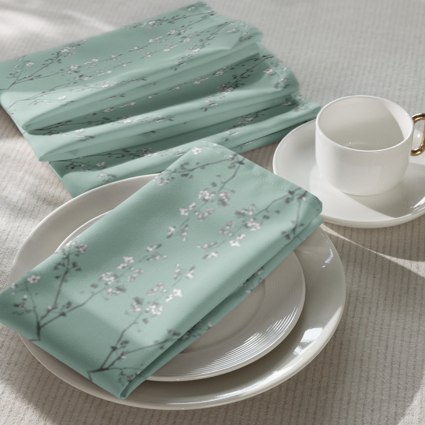 Spring Blossom Eau de Nil Cloth napkin set