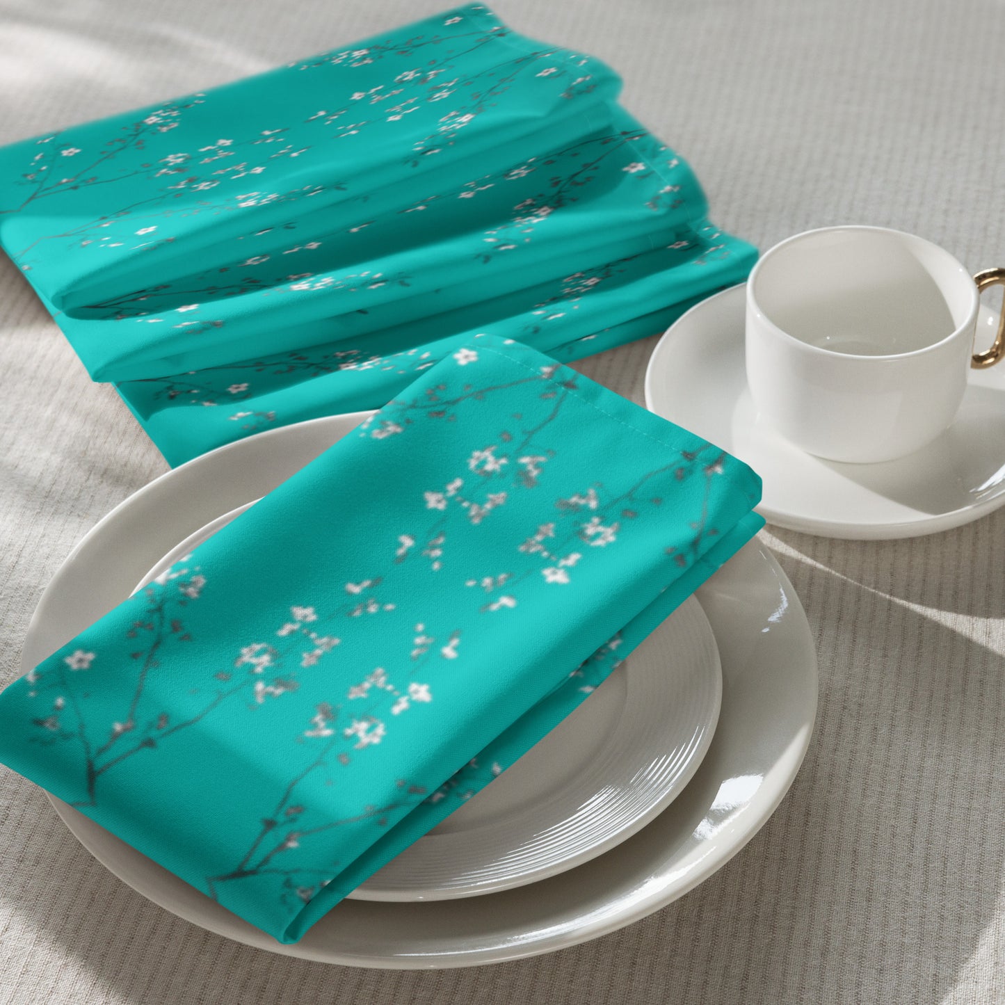 Spring Blossom Turquoise Cloth napkin set