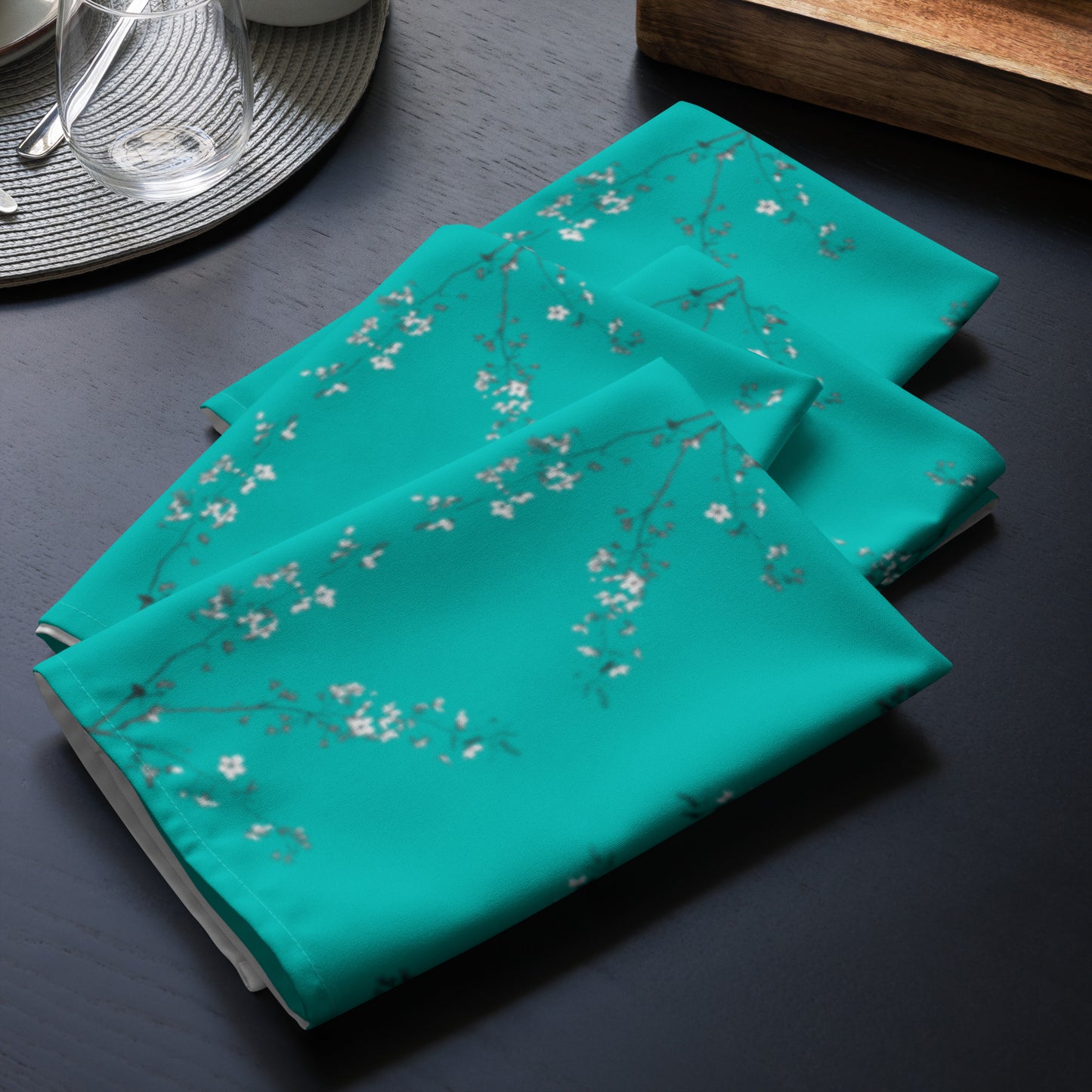 Spring Blossom Turquoise Cloth napkin set