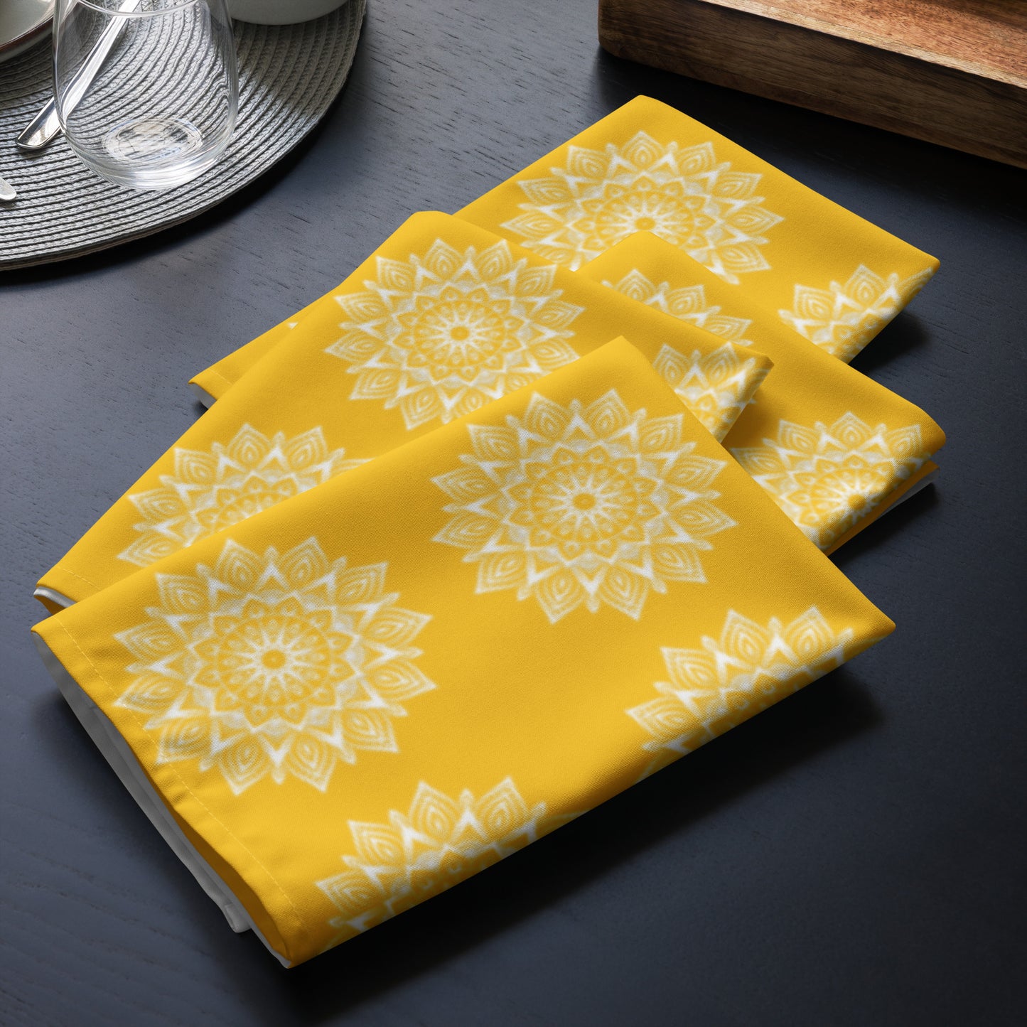 Rainbow Mandala Logo Yellow Cloth napkin set