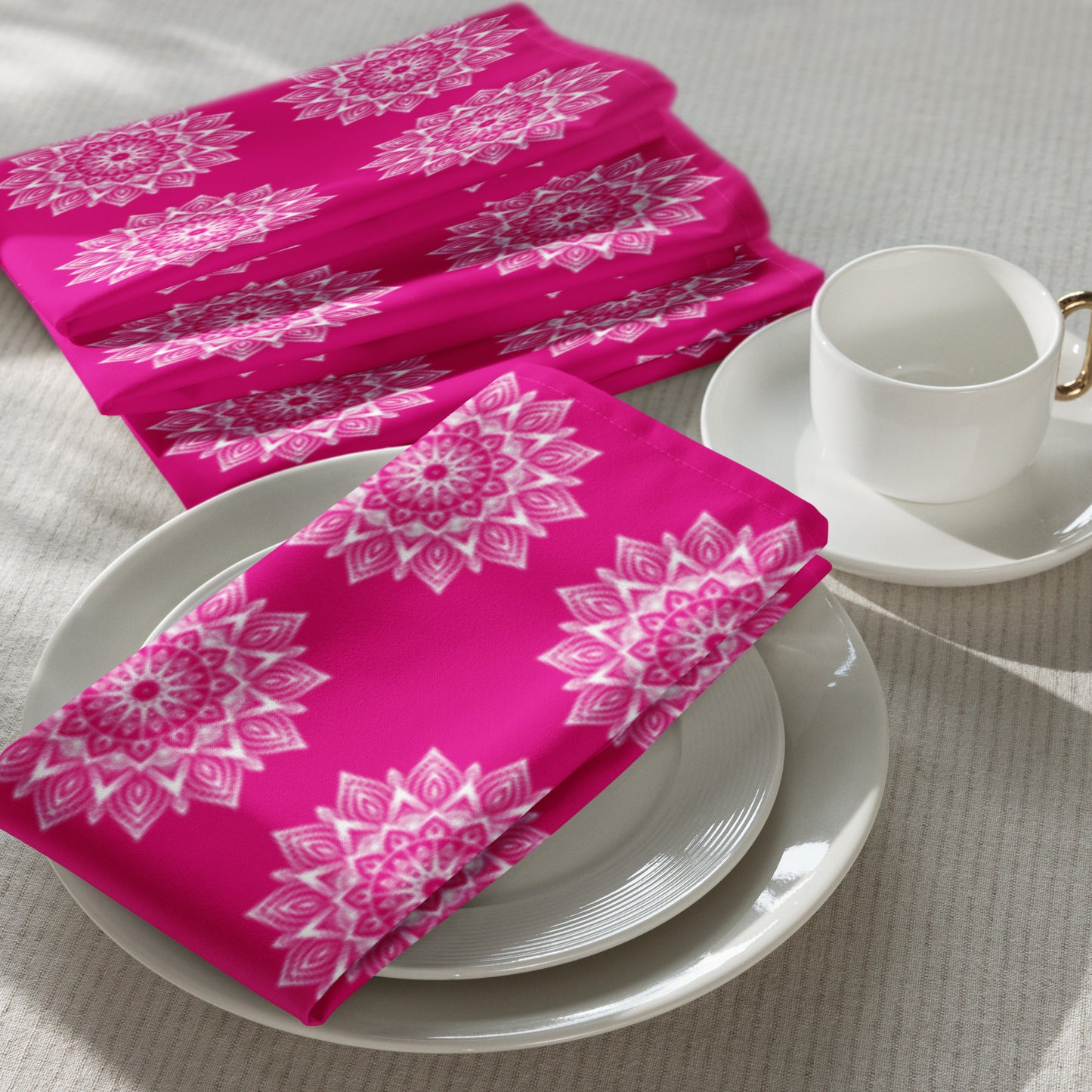 Rainbow Mandala Logo Pink Cloth napkin set