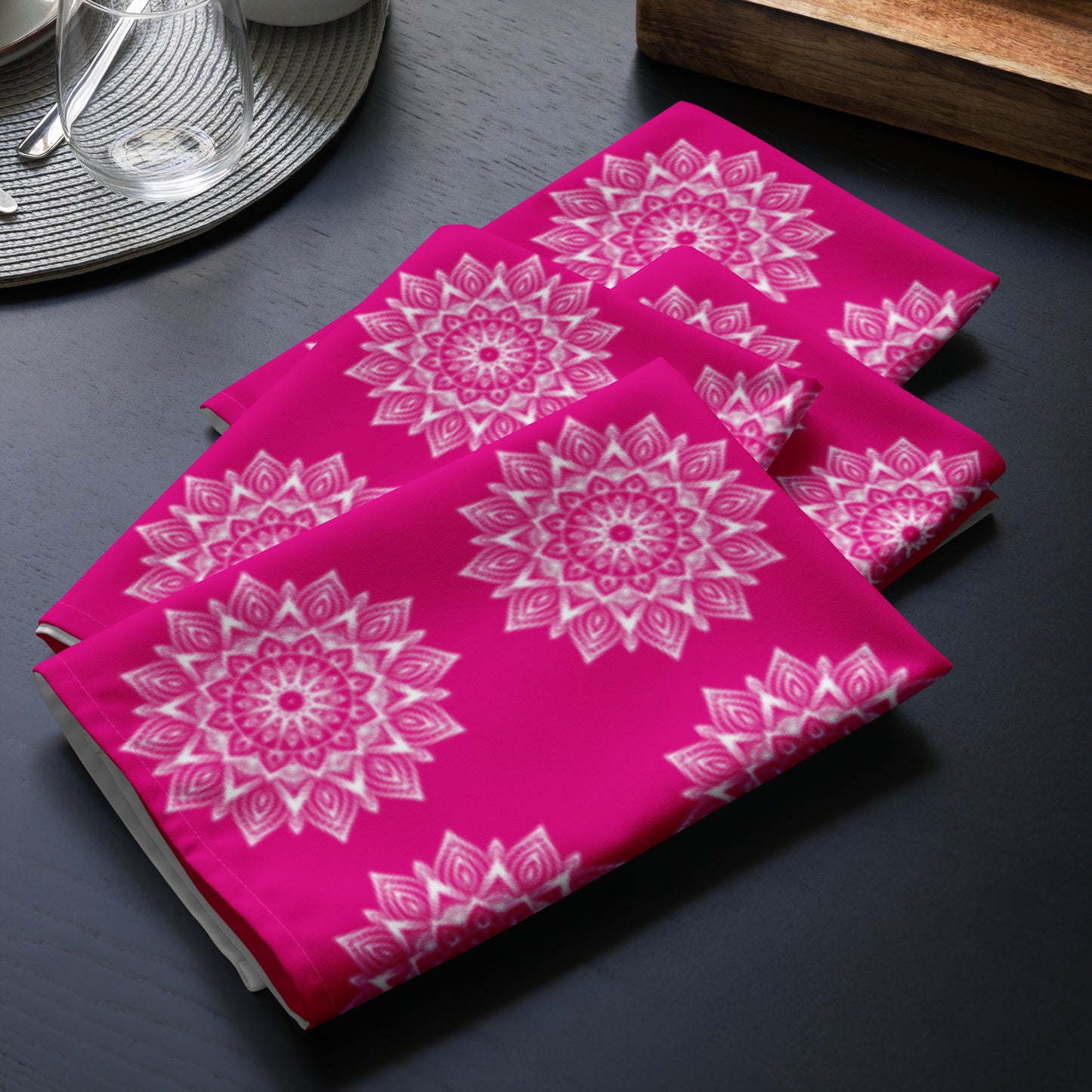 Rainbow Mandala Logo Pink Cloth napkin set