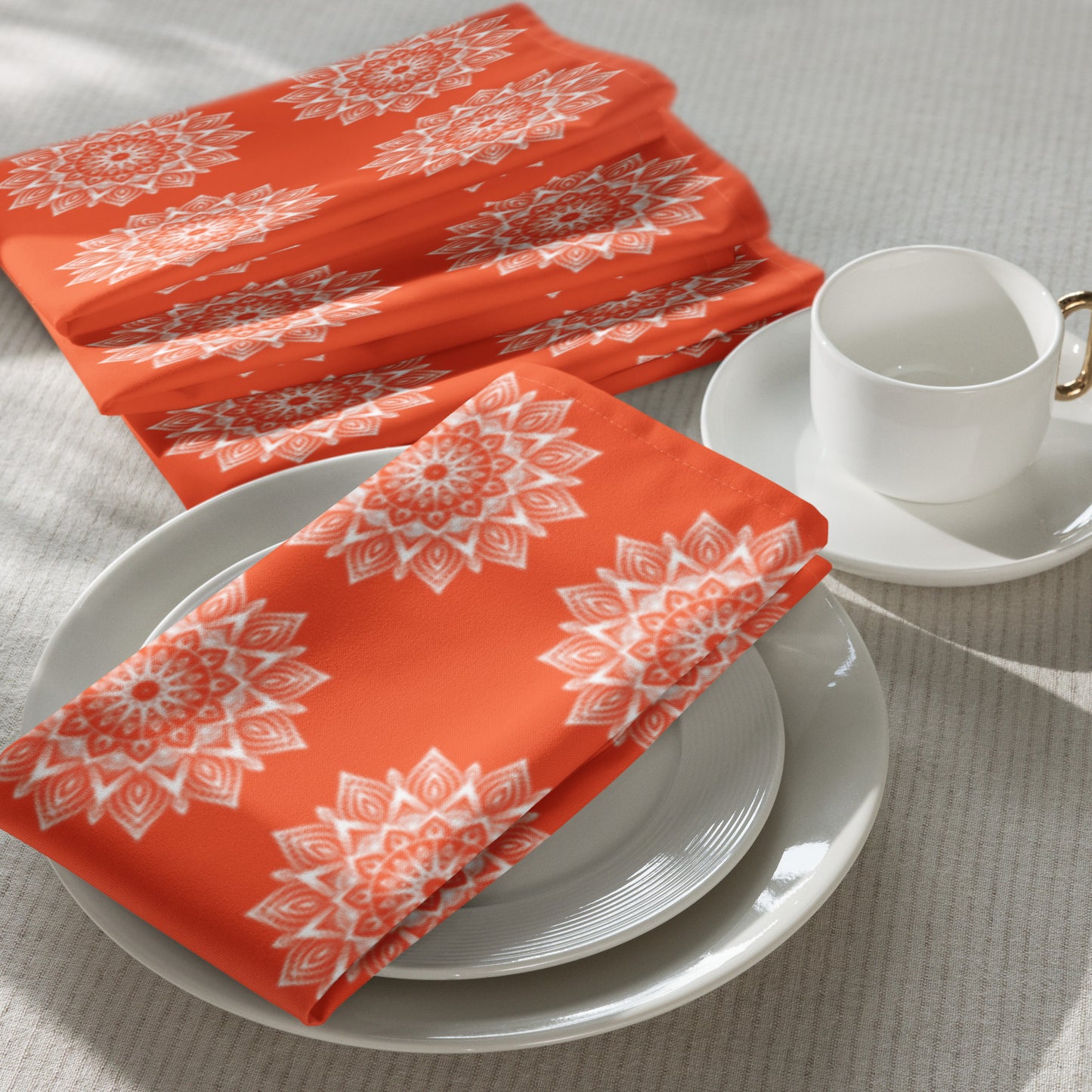 Rainbow Mandala Logo Orange Cloth napkin set