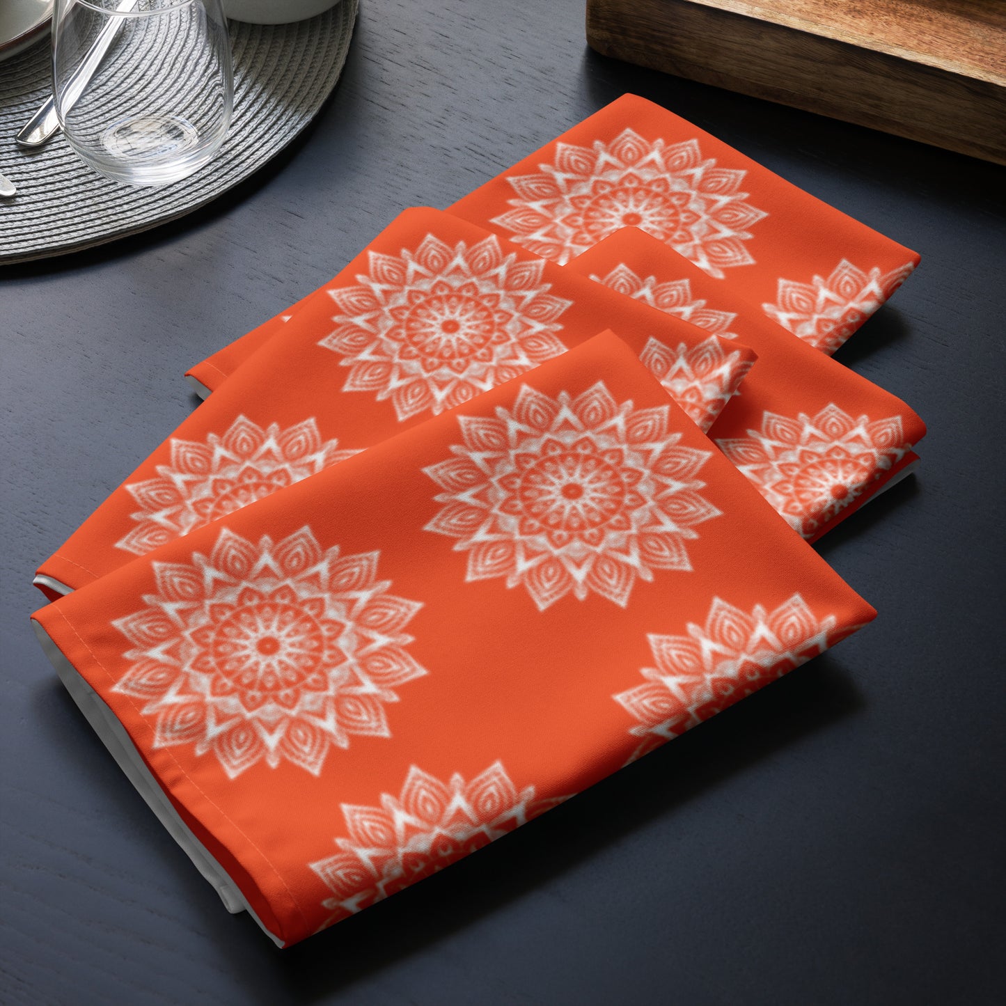 Rainbow Mandala Logo Orange Cloth napkin set