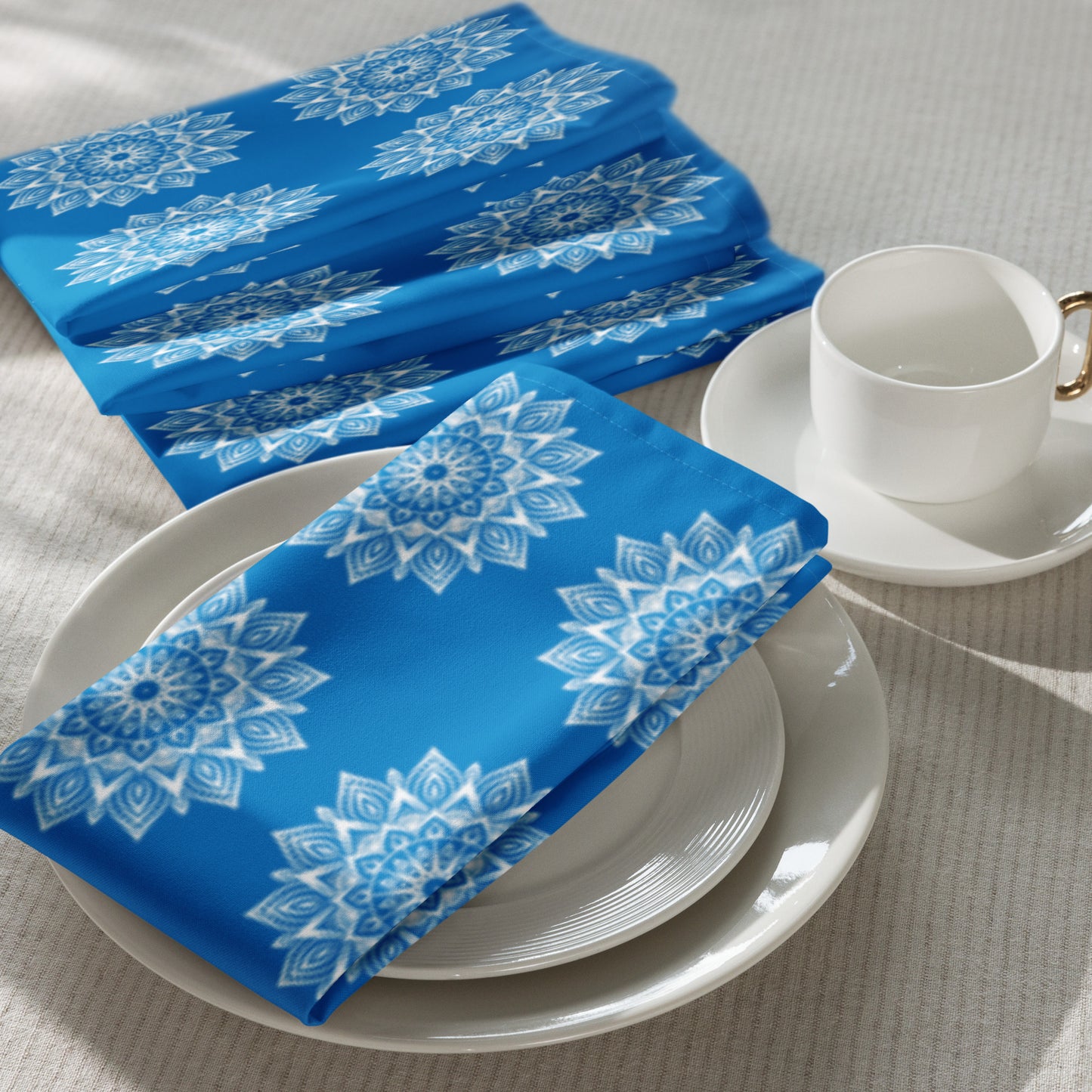 Rainbow Mandala Logo Blue Cloth napkin set