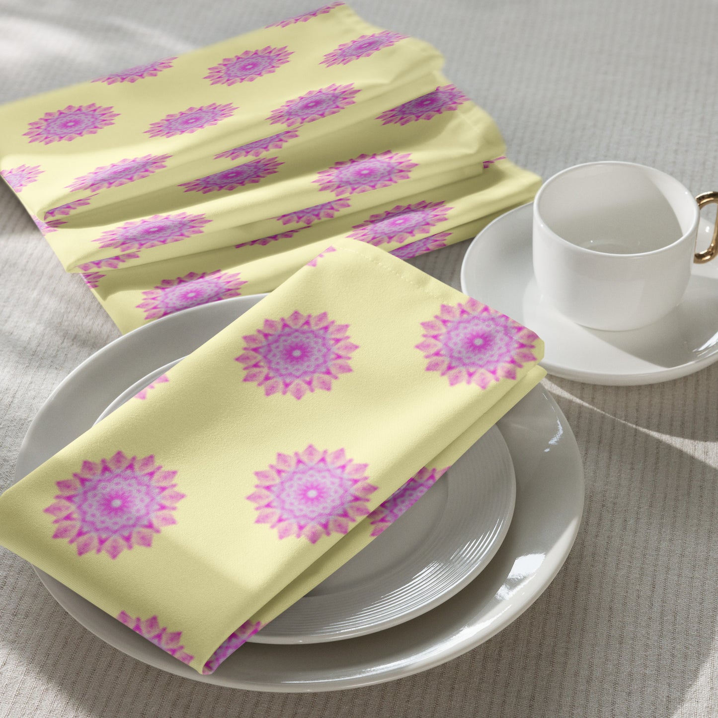 Mandala Logo Lemon Pink Cloth napkin set