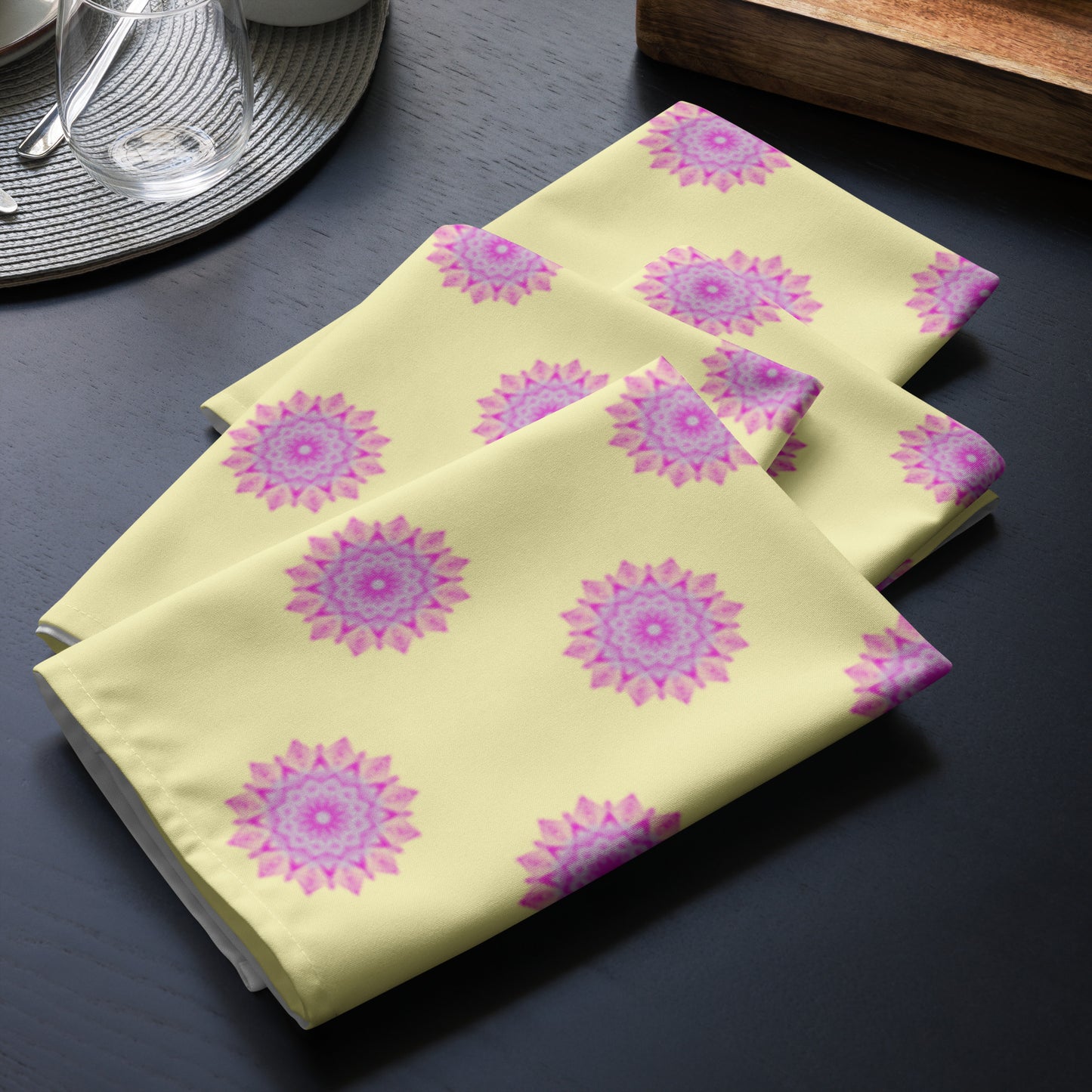 Mandala Logo Lemon Pink Cloth napkin set