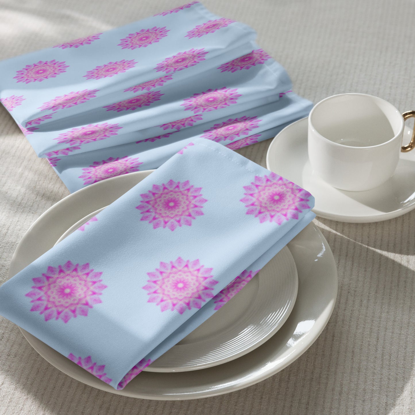 Mandala Logo Blue Pink Cloth napkin set