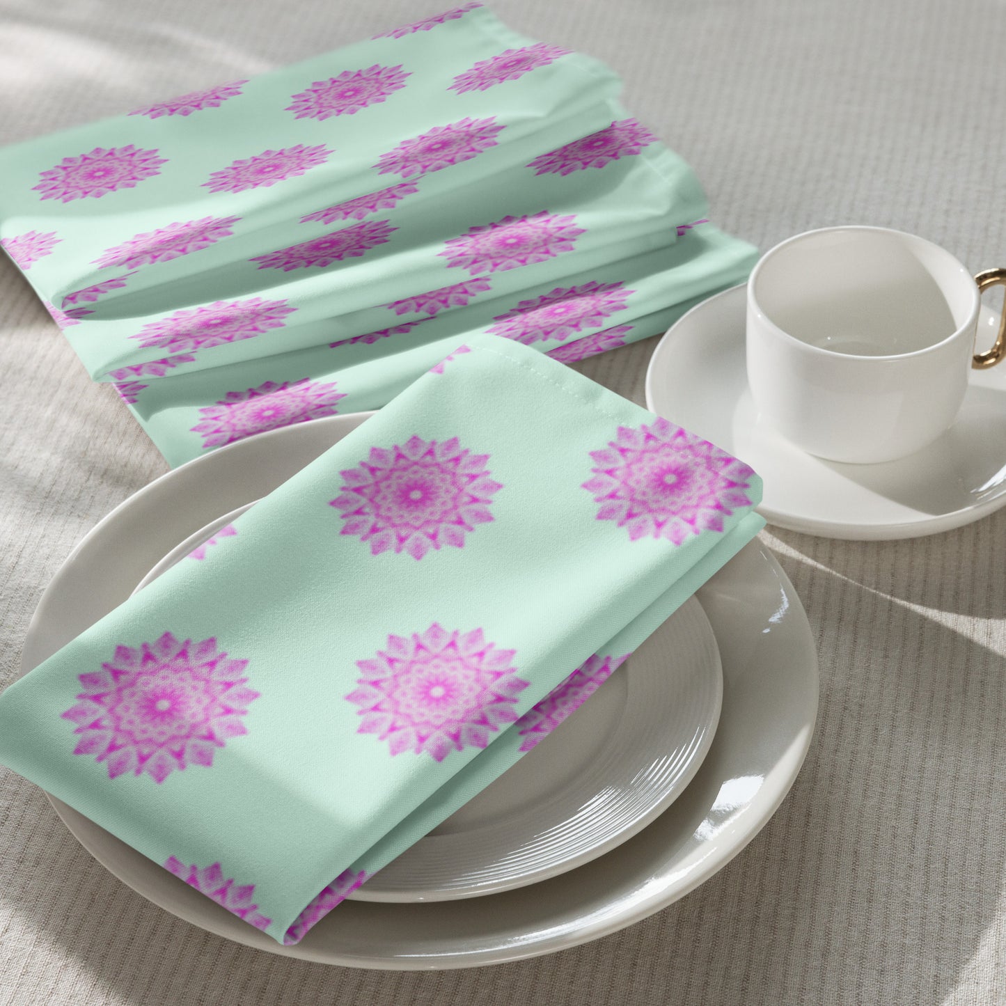 Mandala Logo Mint Pink Cloth napkin set