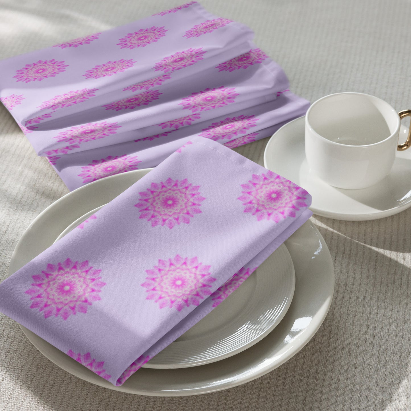 Mandala Logo Lilac Pink Cloth napkin set