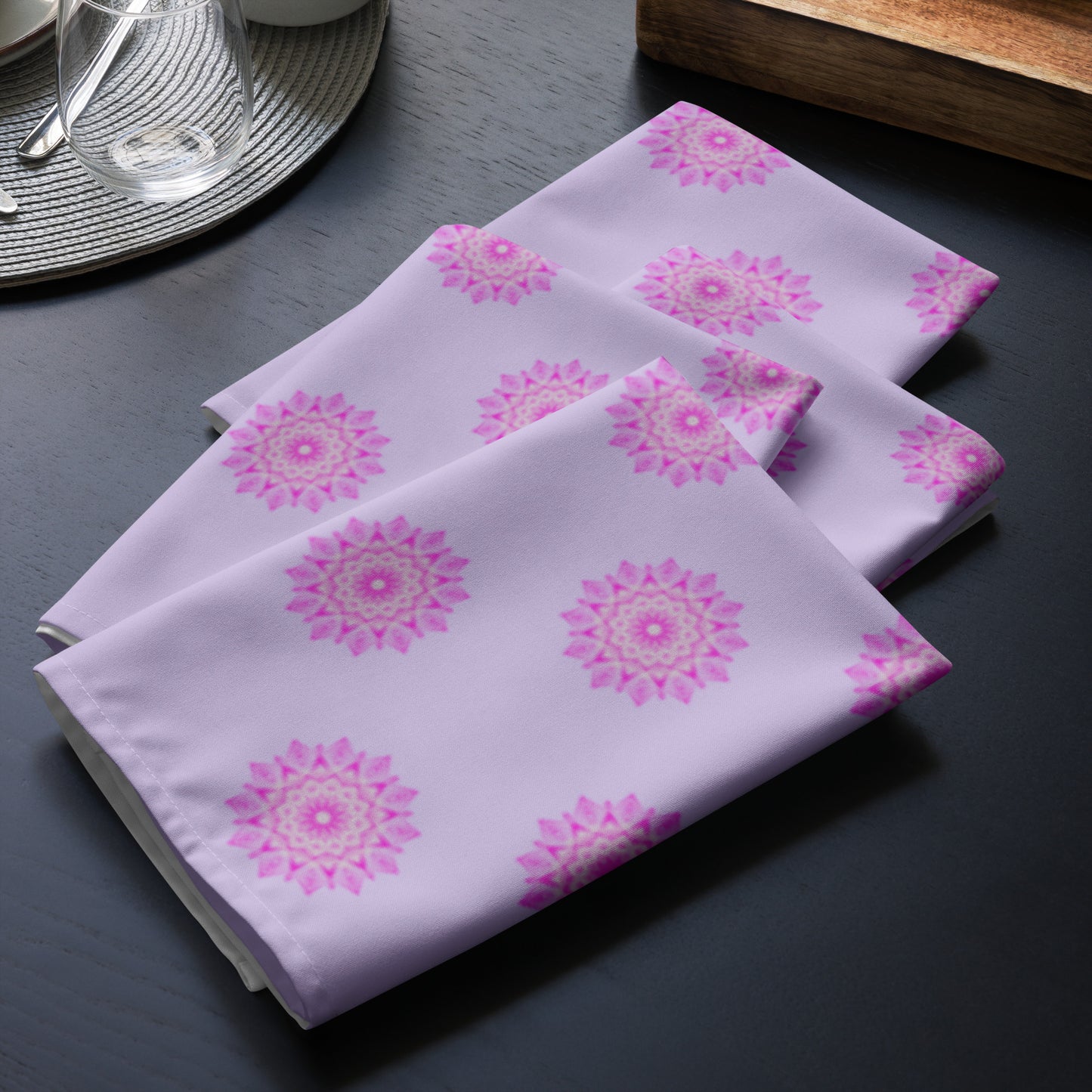 Mandala Logo Lilac Pink Cloth napkin set