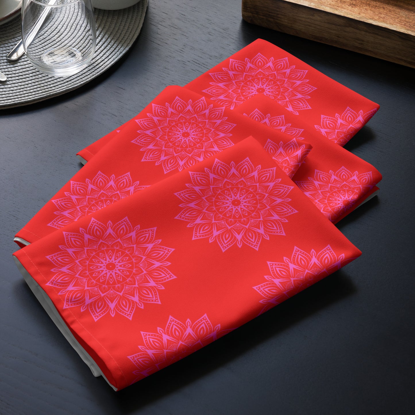 Mandala Logo Orange Pink Cloth napkin set