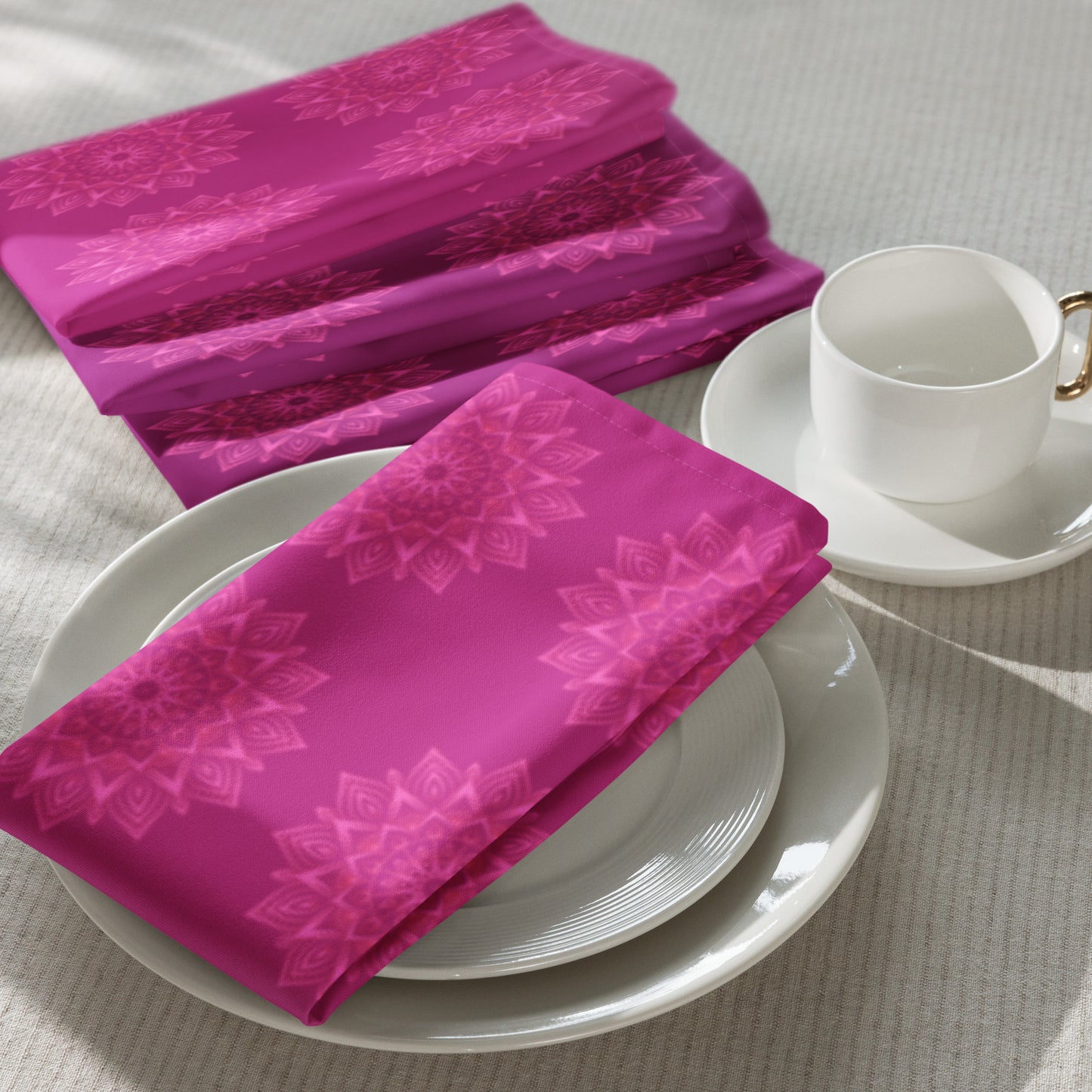 Mandala Logo Mulberry Pink Cloth napkin set