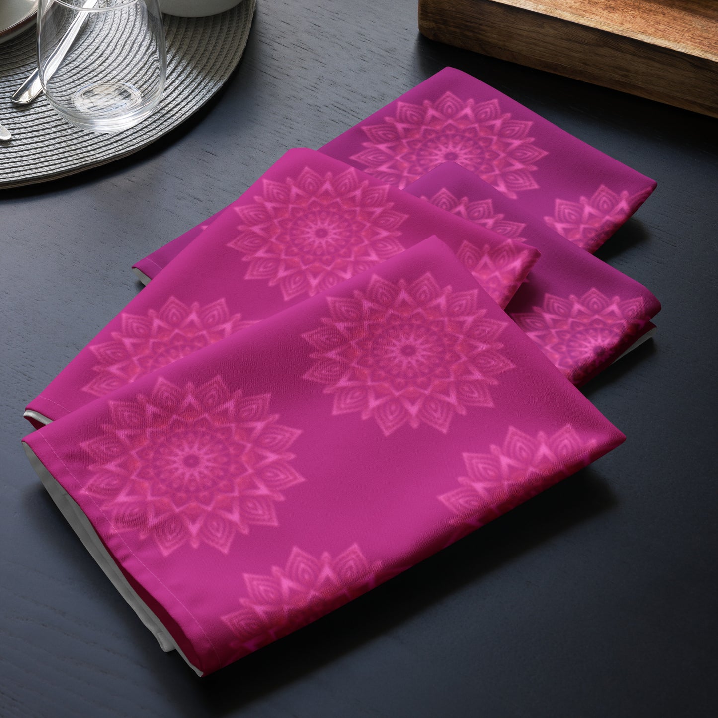 Mandala Logo Mulberry Pink Cloth napkin set