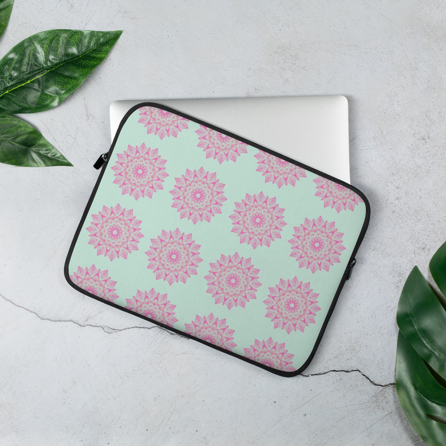 Mandala Logo Mint Pink Laptop Sleeve