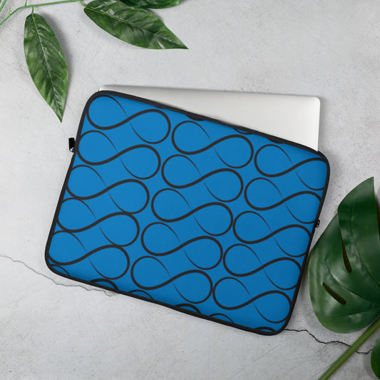 Royal Blue and Black Infinity Laptop Sleeve