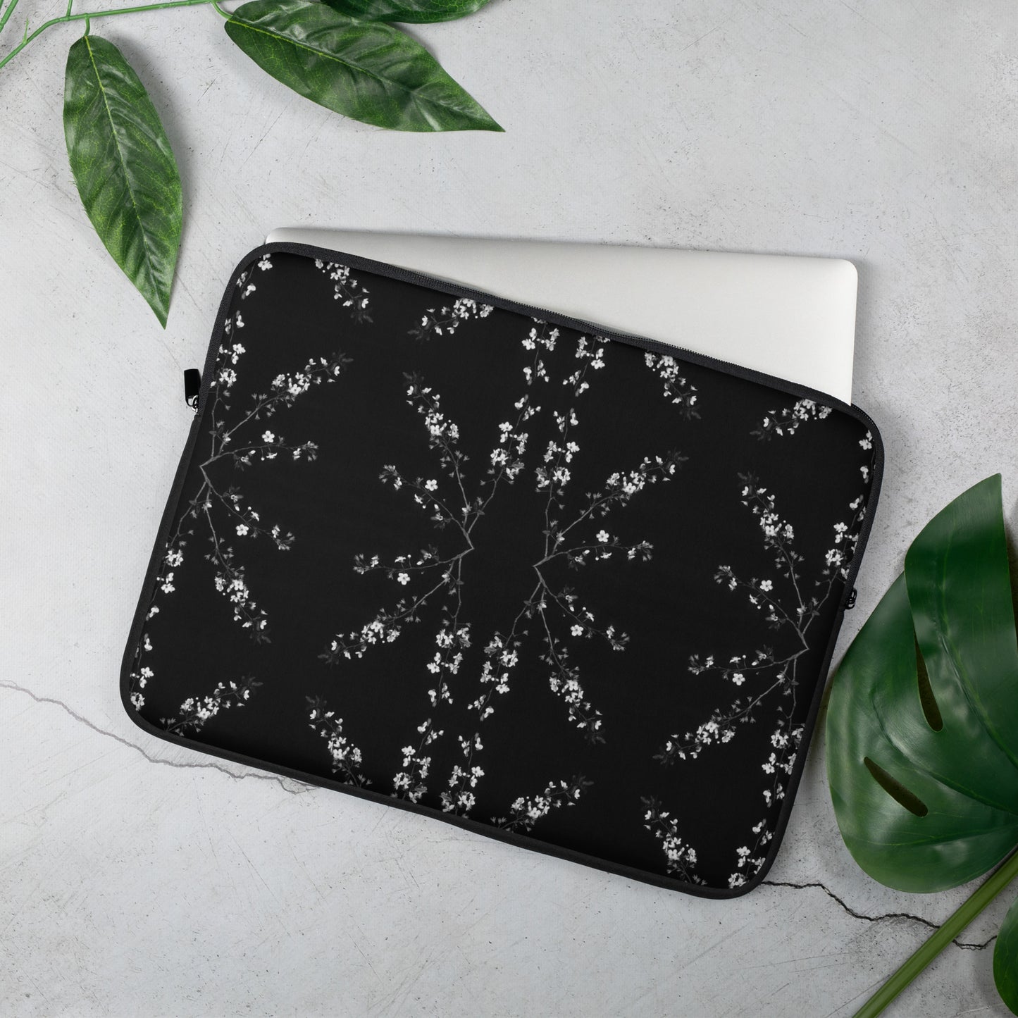 Monochrome Spring Blossom Laptop Sleeve