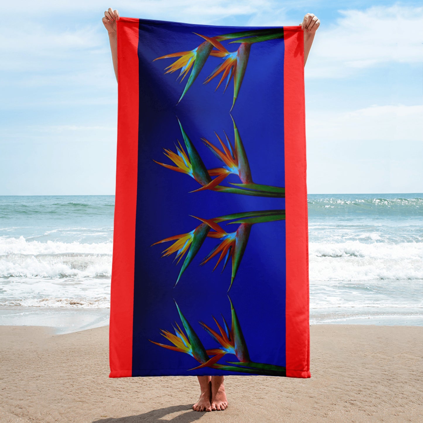 Blue Bird Florescence Red Towel